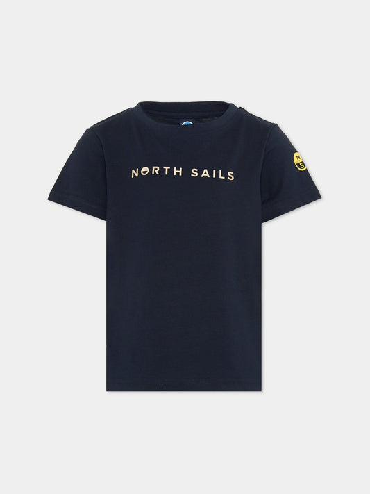 T-shirt a manica corta blu per bambino con logo,North Sails,NBA26058TS BLUE NAVY