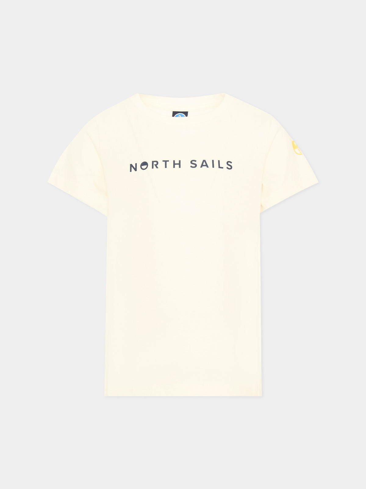 T-shirt a manica corta avorio per bambino con logo,North Sails,NBA26058TS OFF-WHITE