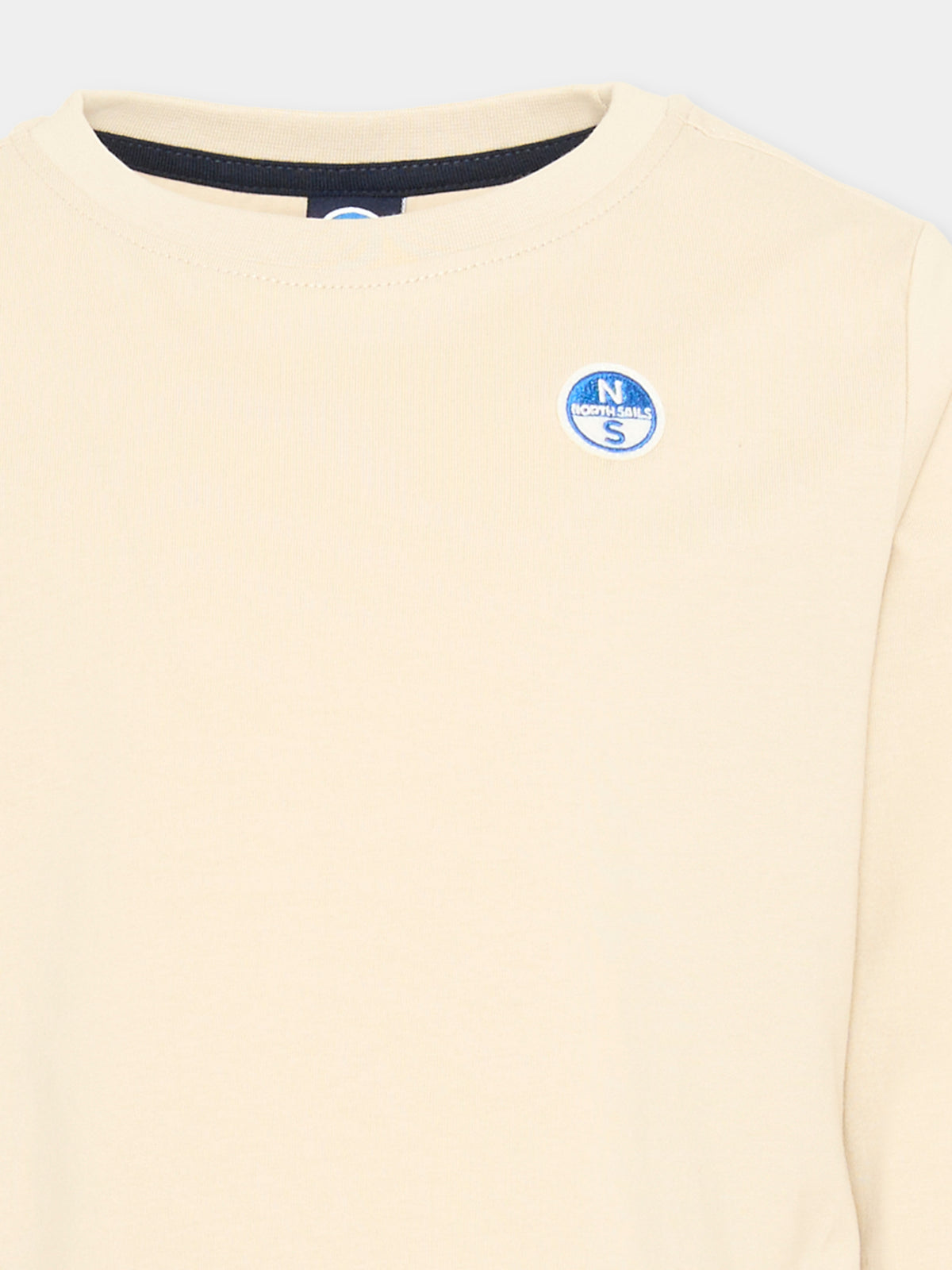T-shirt a manica lunga beige per bambino con logo,North Sails,NBA26089TS WINTER ROPE
