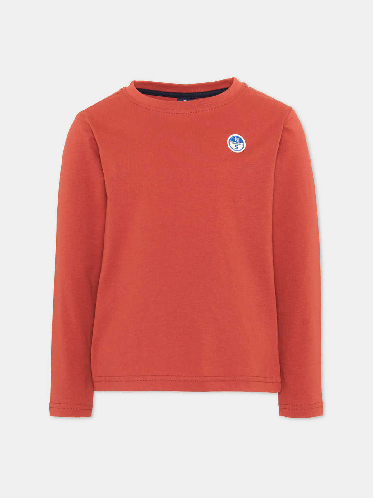T-shirt a manica lunga rosso mattone per bambino con logo,North Sails,NBA26089TS TANDOORI SPICE