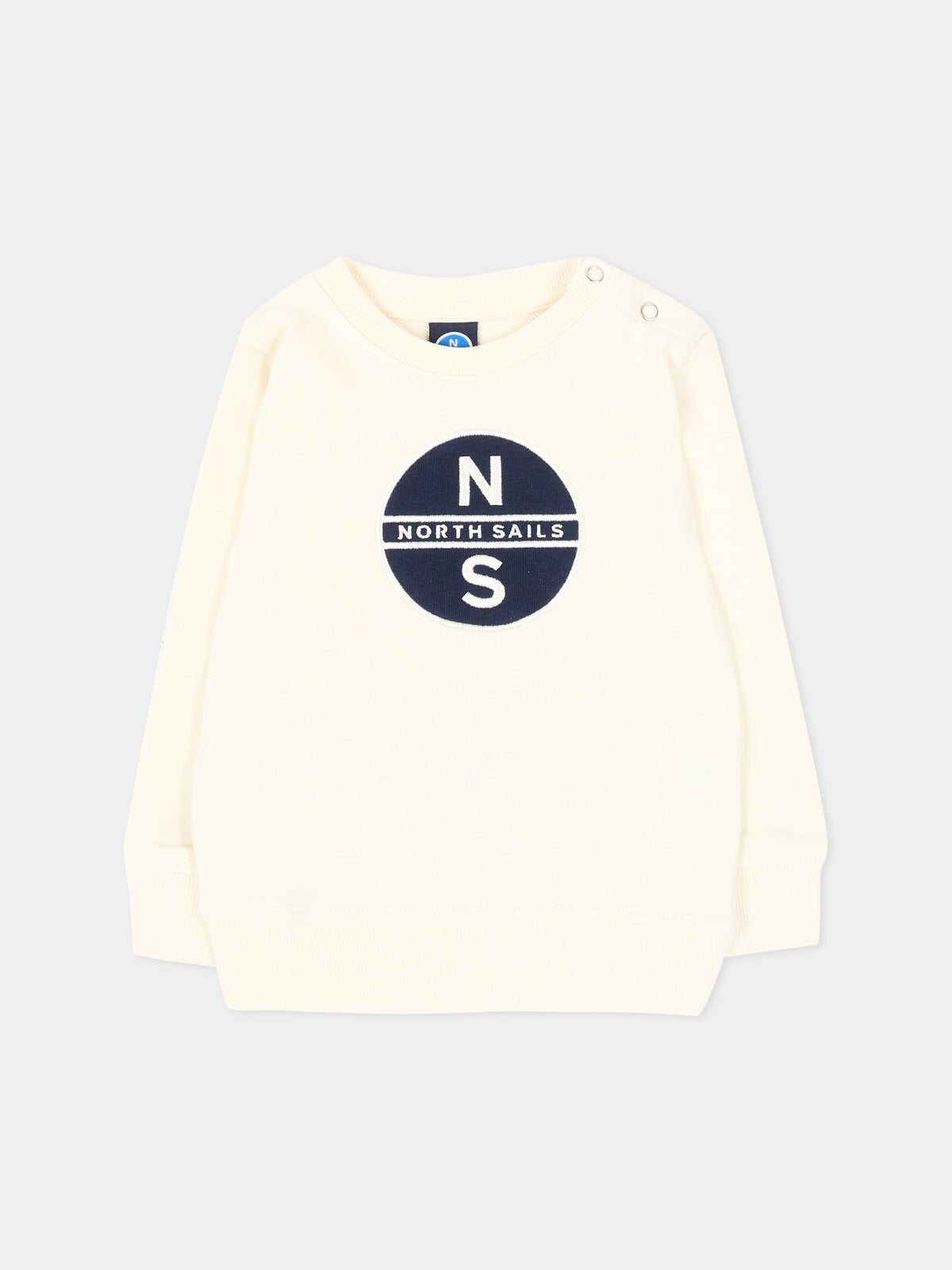 Felpa girocollo avorio per neonato con logo,North Sails,NIA26016FE OFF-WHITE