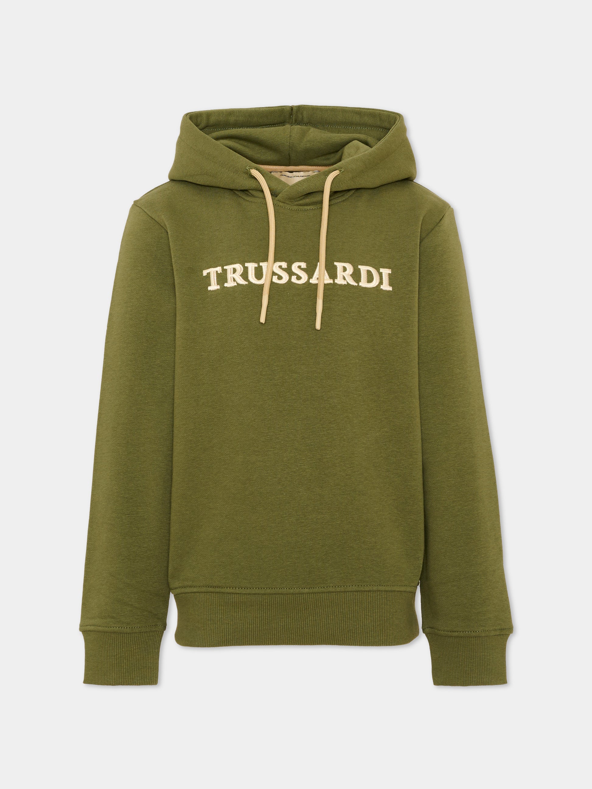 Felpa con cappuccio verde per bambino con logo,Trussardi Junior,TBA26062FE CYPRESS CYPRESS