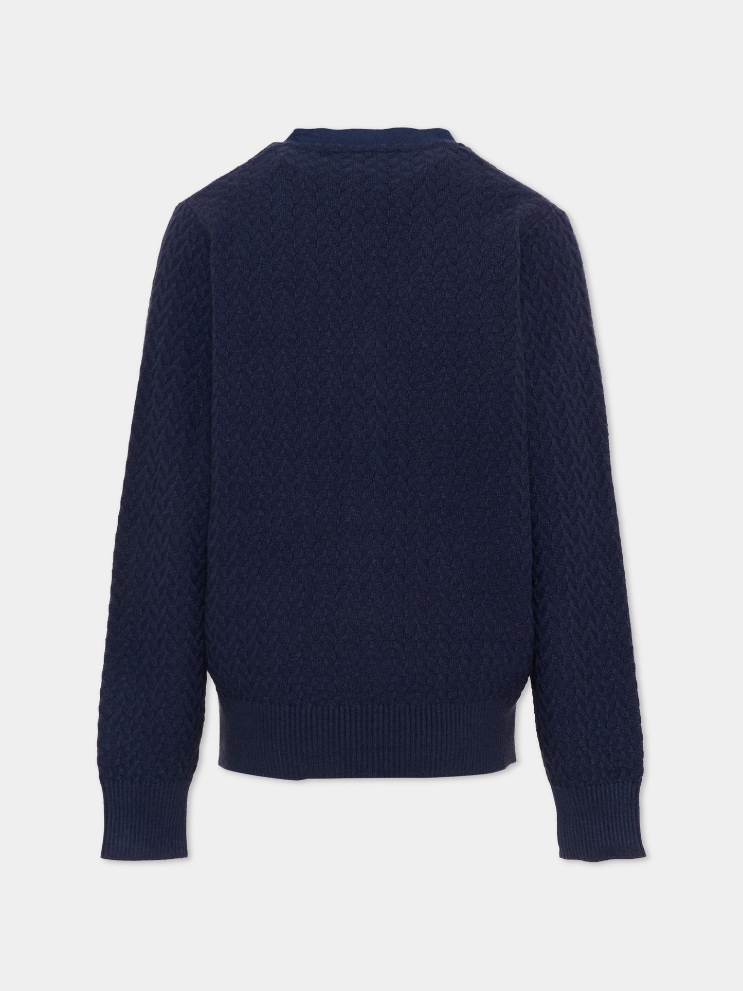 Cardigan blu per bambino con logo,Trussardi Junior,TBA26059CD BLUE_NAVAL BLUE NAVAL