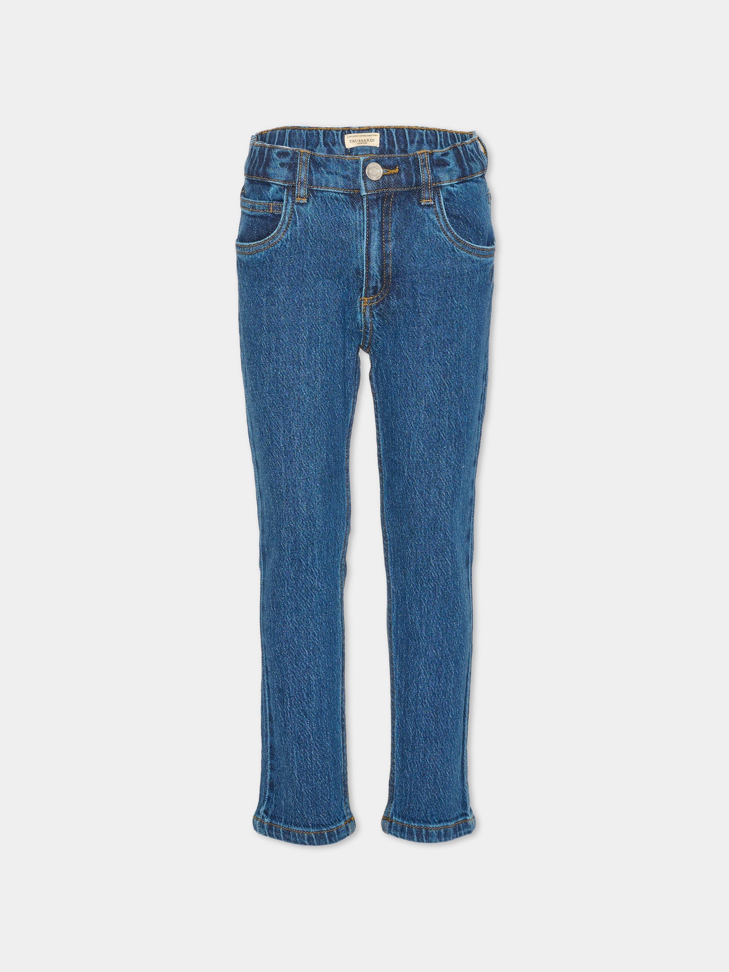 Jeans denim per bambino con logo,Trussardi Junior,TIA26057JE D.BLUE_MED DENIM BLUE MEDIUM