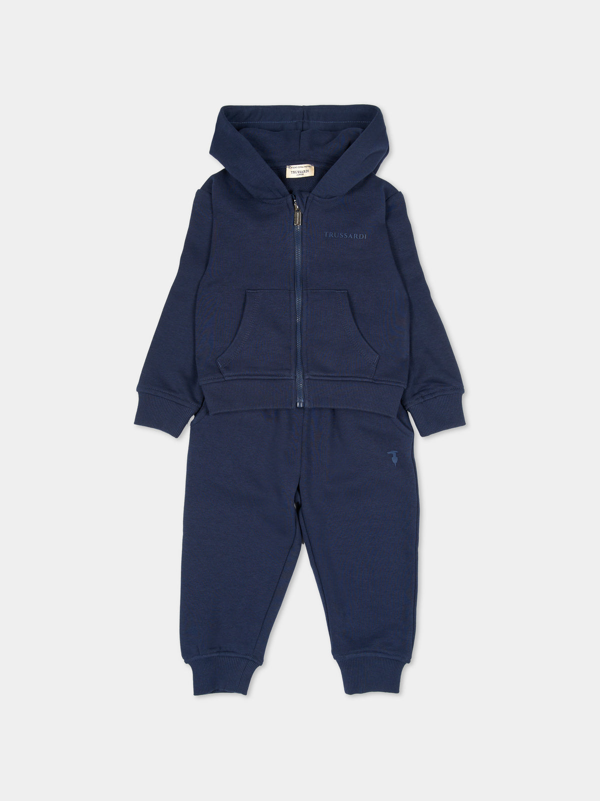 Completo sportivo lungo blu con logo per neonato,Trussardi Junior,TIA26015CF BLUE_N/B.N BLUE NAVAL