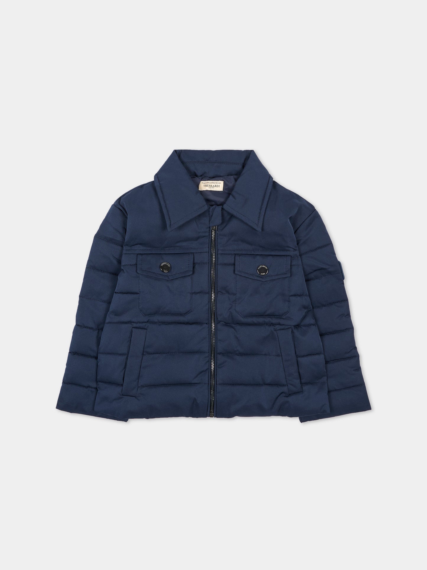 Piumino blu per neonato trapuntato,Trussardi Junior,TIA26043PI BLUE_NAVAL BLUE NAVAL