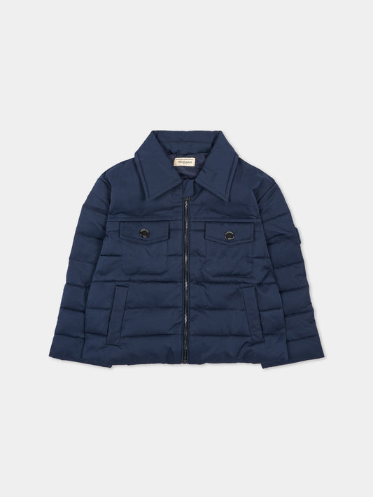 Piumino blu per neonato trapuntato,Trussardi Junior,TIA26043PI BLUE_NAVAL BLUE NAVAL