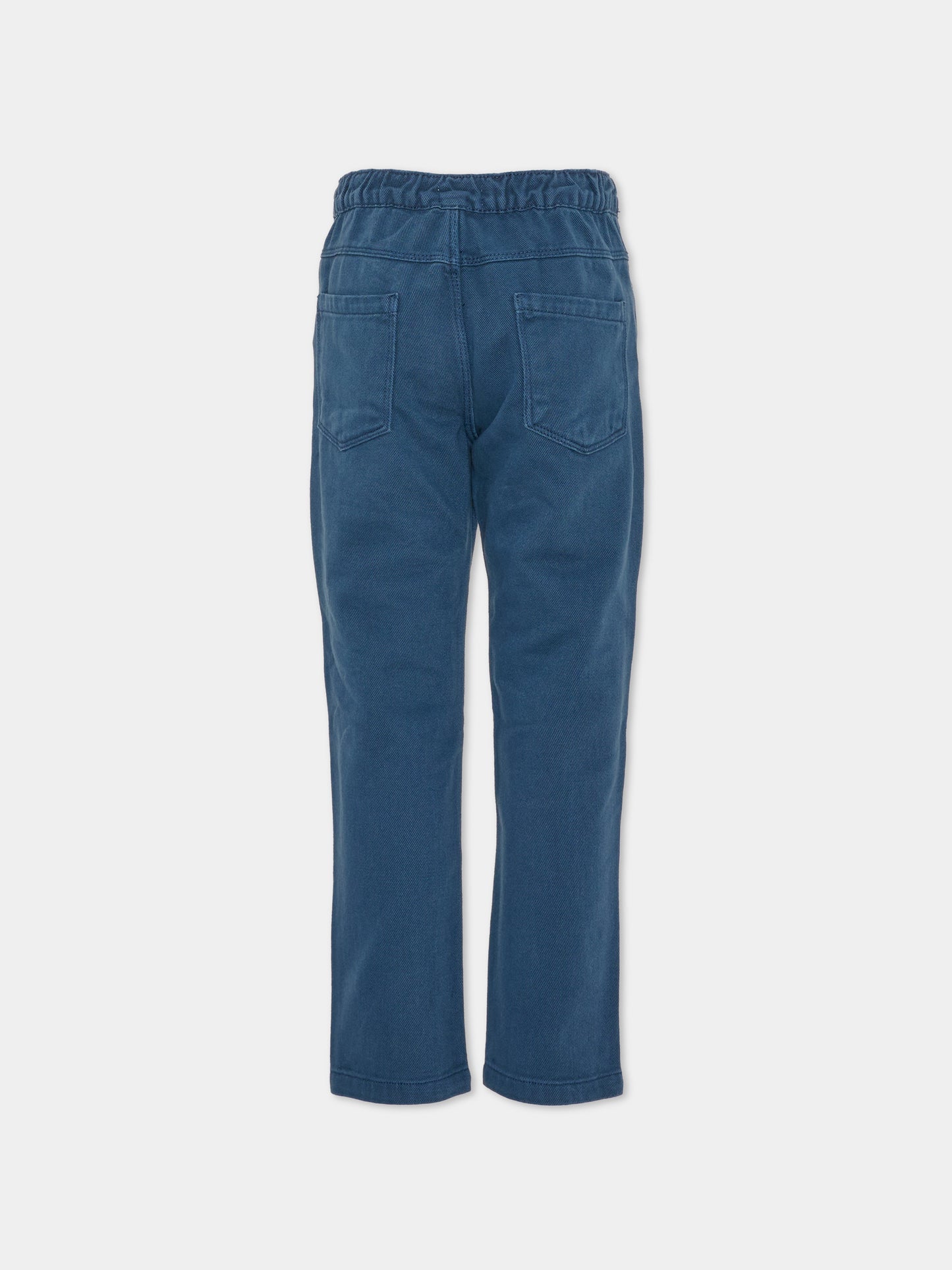 Pantalone blu per bambino con ricamo,Trussardi Junior,TIA26009PA BLUE_NAVAL BLUE NAVAL