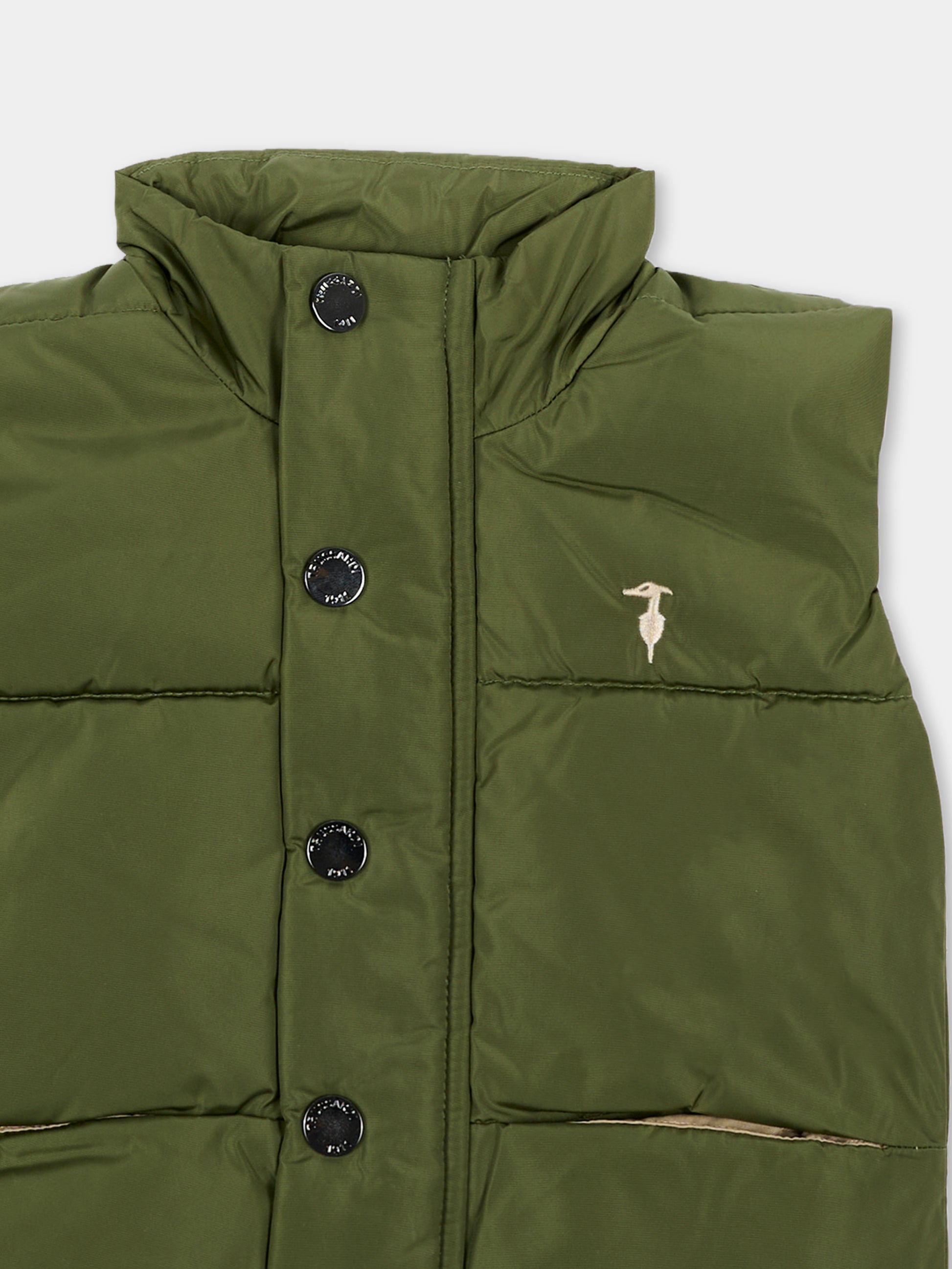 Gilet verde per neonato con logo,Trussardi Junior,TIA26081PI CYPRESS CYPRESS