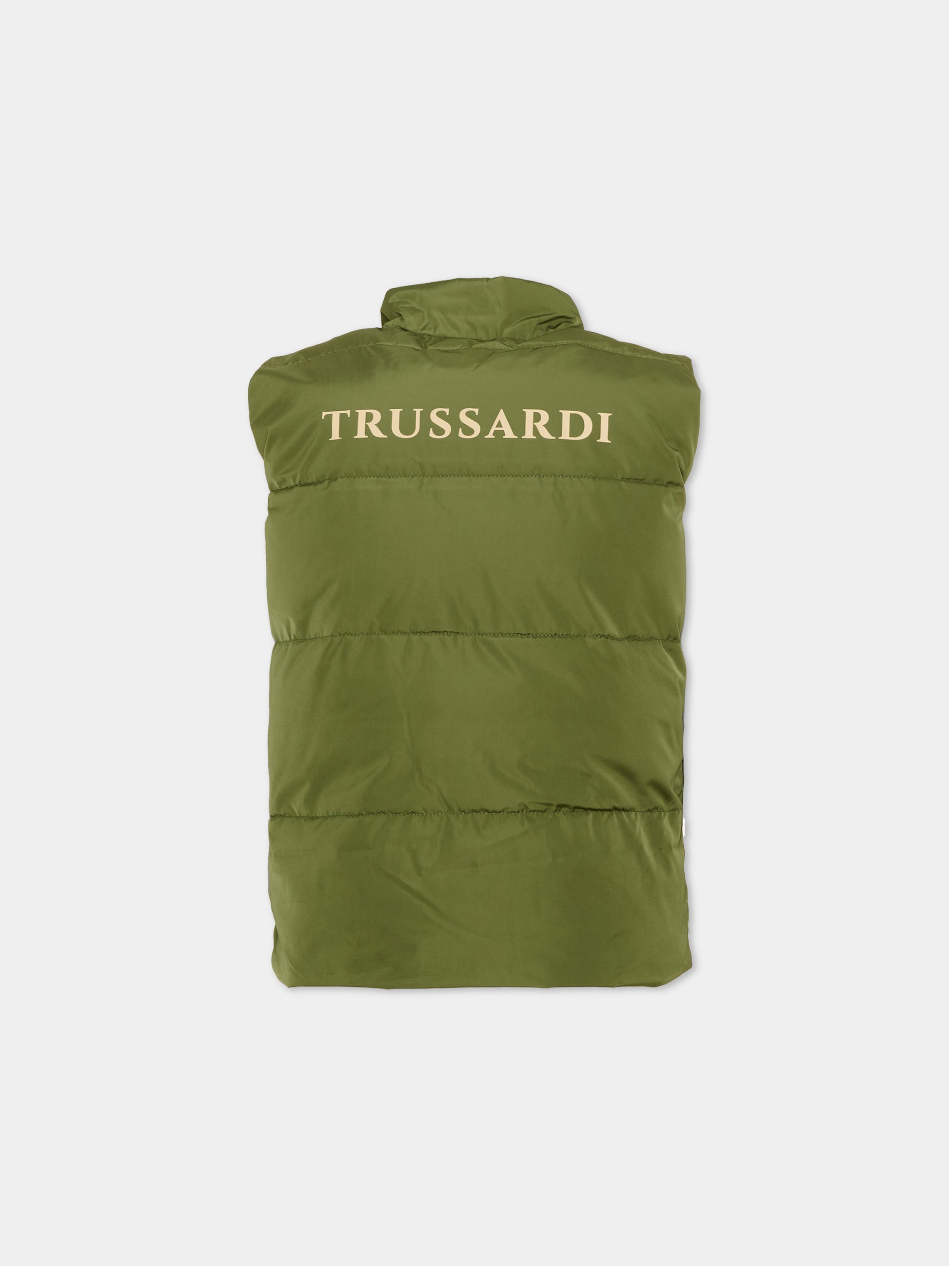 Gilet verde per bambino con logo,Trussardi Junior,TIA26081PI CYPRESS CYPRESS