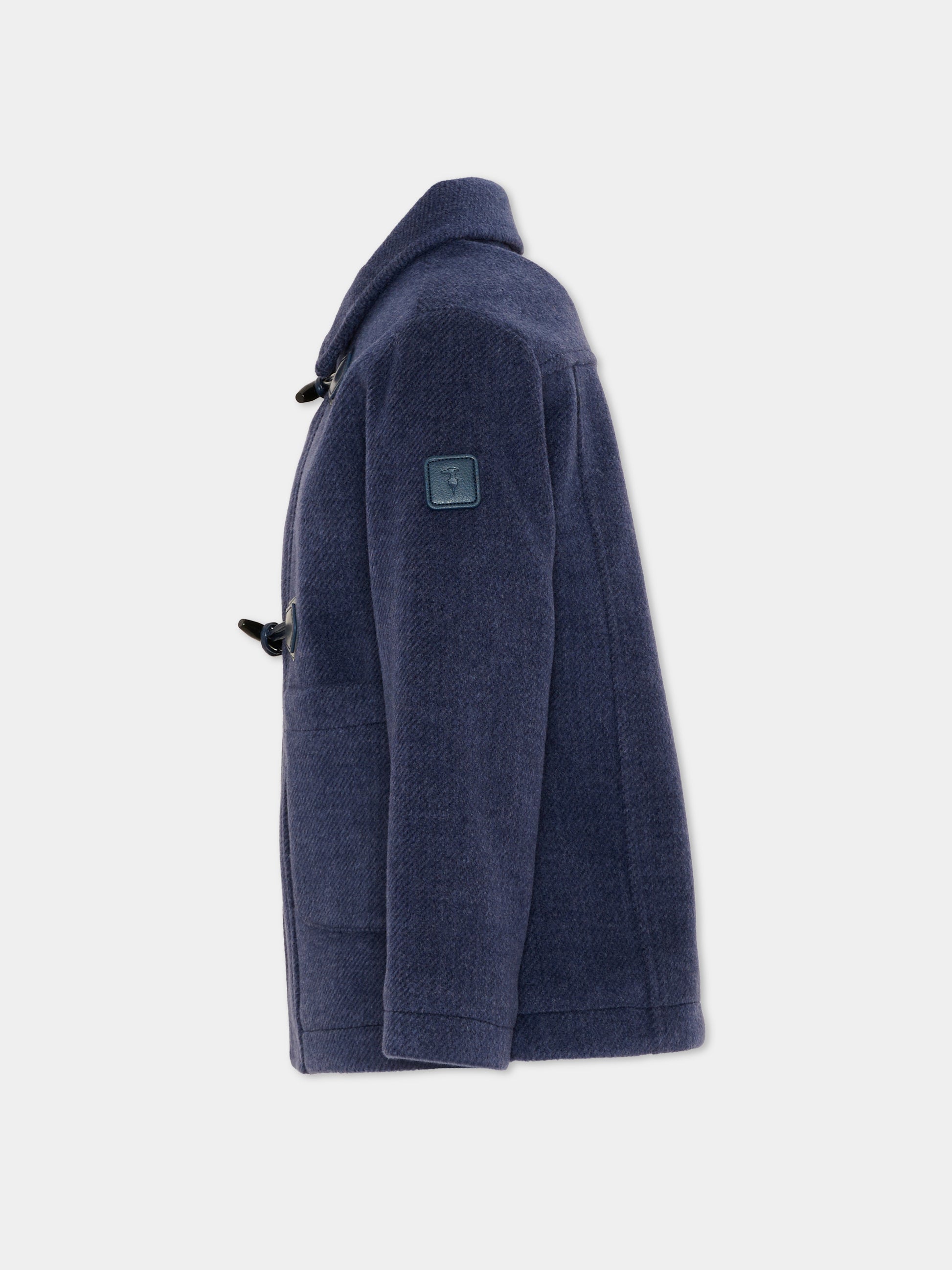 Cappotto blu per bambino con patch logo,Trussardi Junior,TBA26068CP BLUE_NAVAL BLUE NAVAL