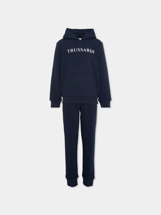 Completo sportivo lungo blu per bambino,Trussardi Junior,TBA26069CF BLUE_N/B.N BLUE NAVAL