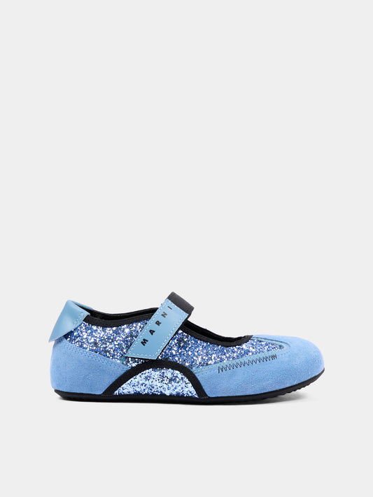 Ballerine celeste per bambina con logo,Marni Kids,83788 VAR3