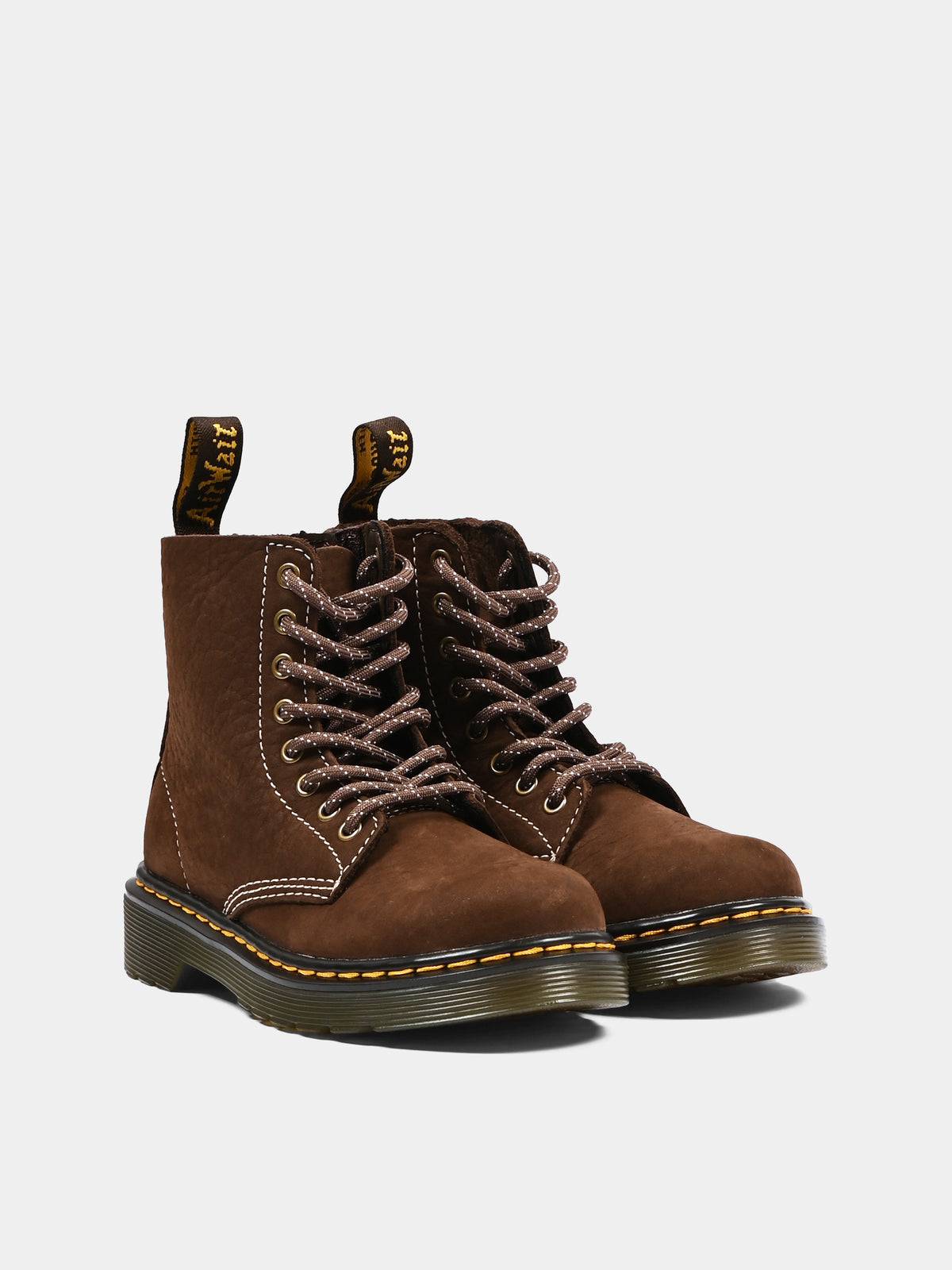 Anfibi marroni 1460 Pascal per bambino,Dr. Martens,1460 PASCAL J 42168200 DARK BROWN TUMBLED NUBUCK