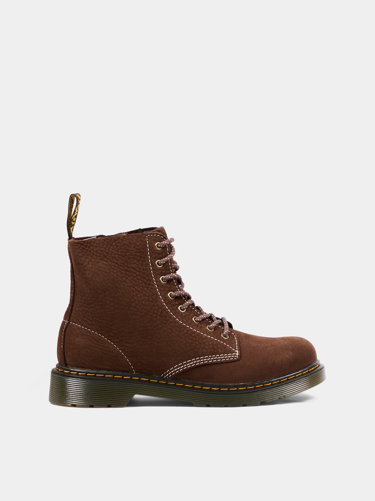 Anfibi 1460 marroni per bambino,Dr. Martens,1460 PASCAL Y 42169200 DARK BROWN TUMBLED NUBUCK
