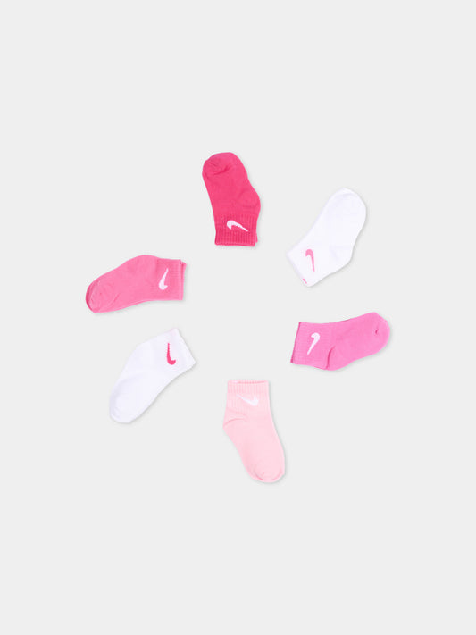 Calza spugna rosa per bambina con logo,Nike,NN0641 V12