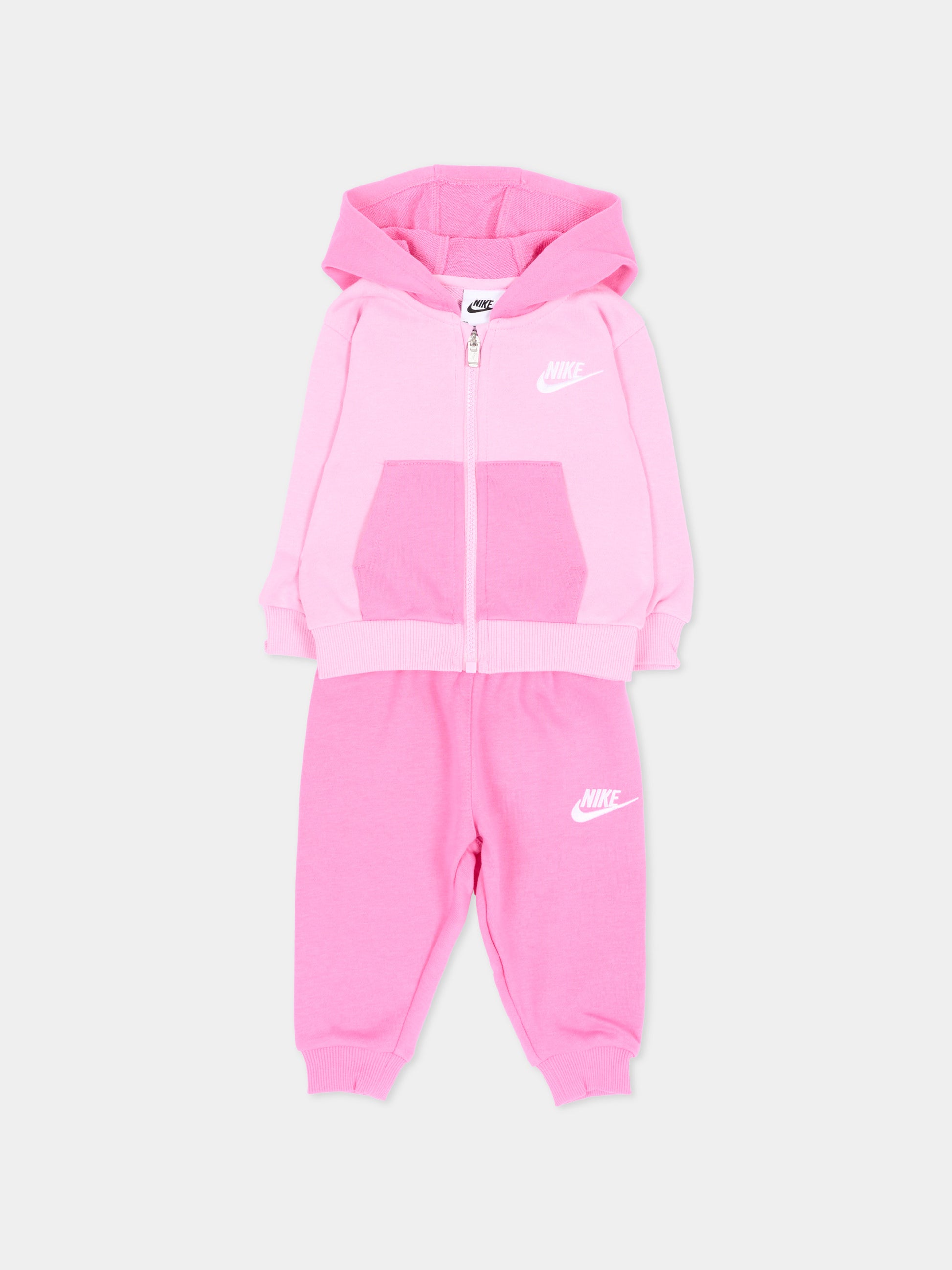 Completo sportivo lungo rosa con logo per neonata,Nike,66P282 AFN