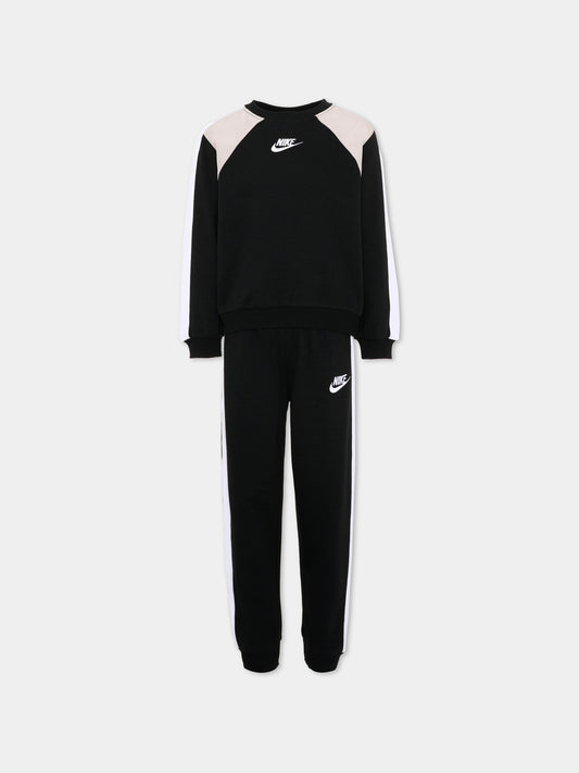 Completo sportivo lungo nero con logo per bambini,Nike,86P197 023