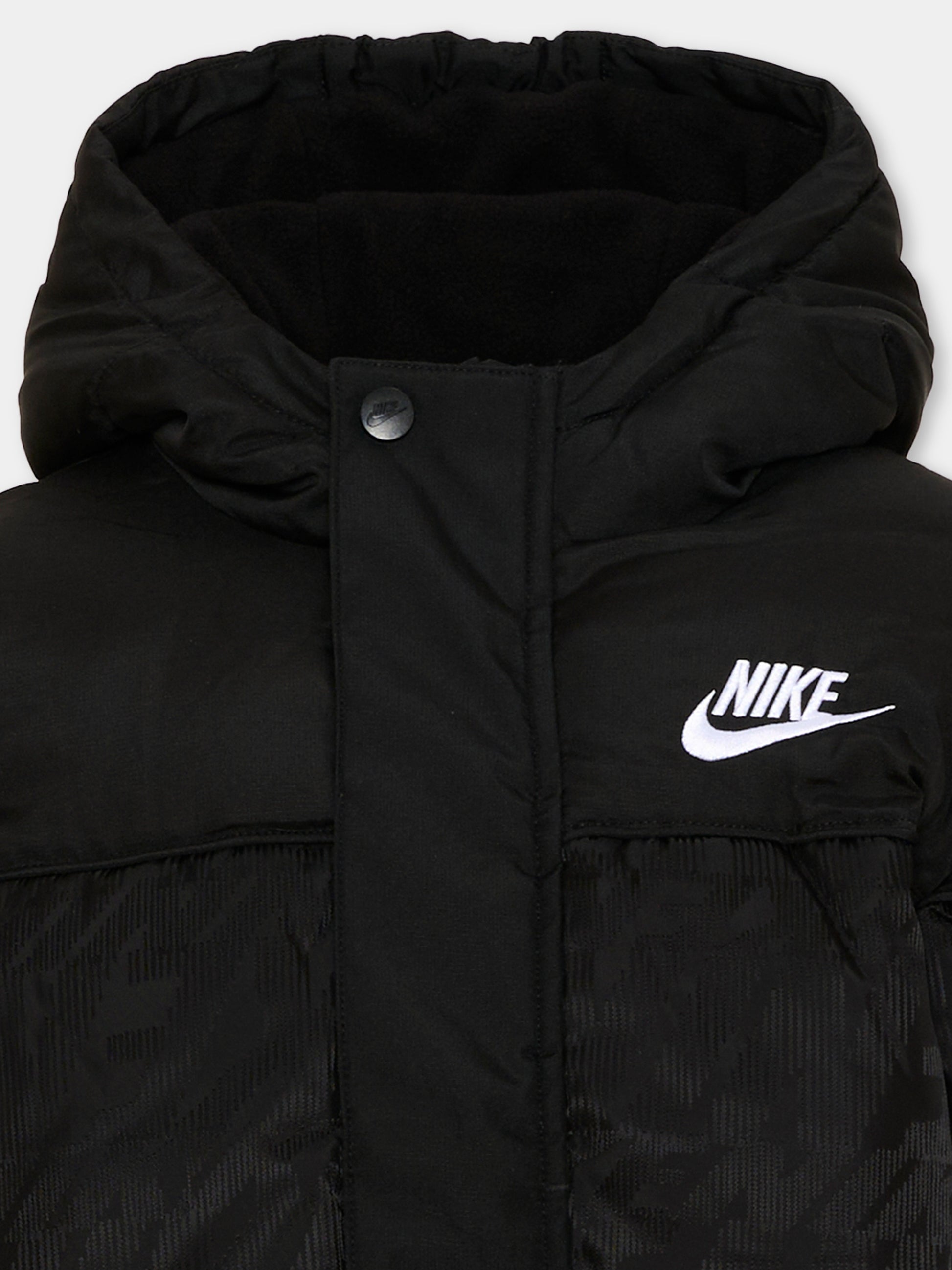 Piumino nero per bambini con logo,Nike,86N976 023
