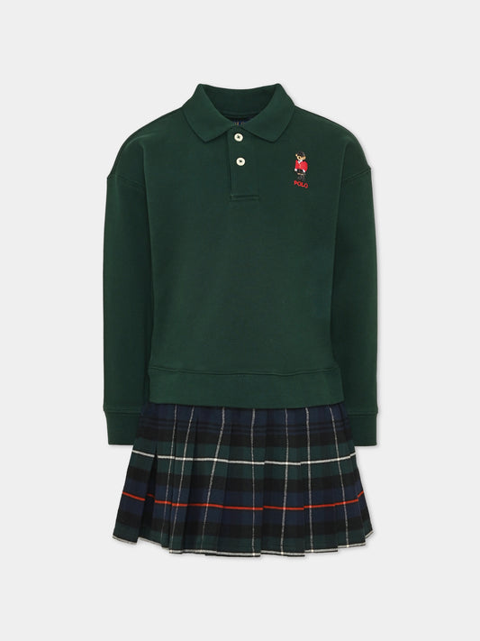 Vestito a manica lunga verde per bambina,Ralph Lauren Kids,B28479001