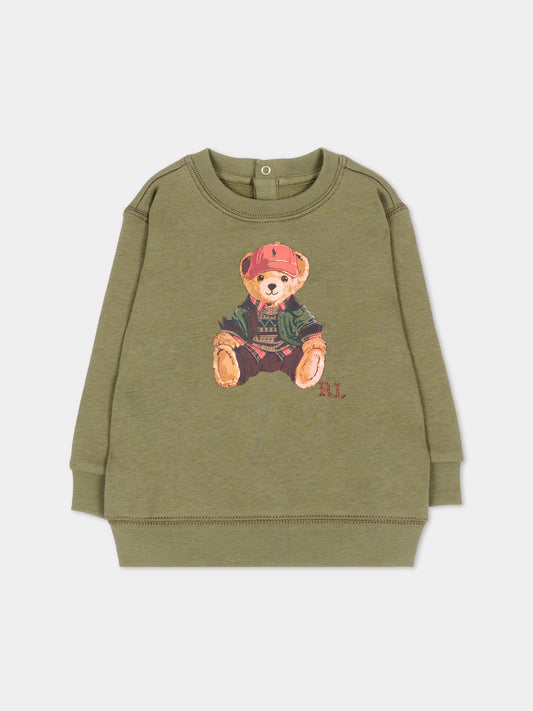Felpa girocollo verde per neonati,Ralph Lauren Kids,B30216001