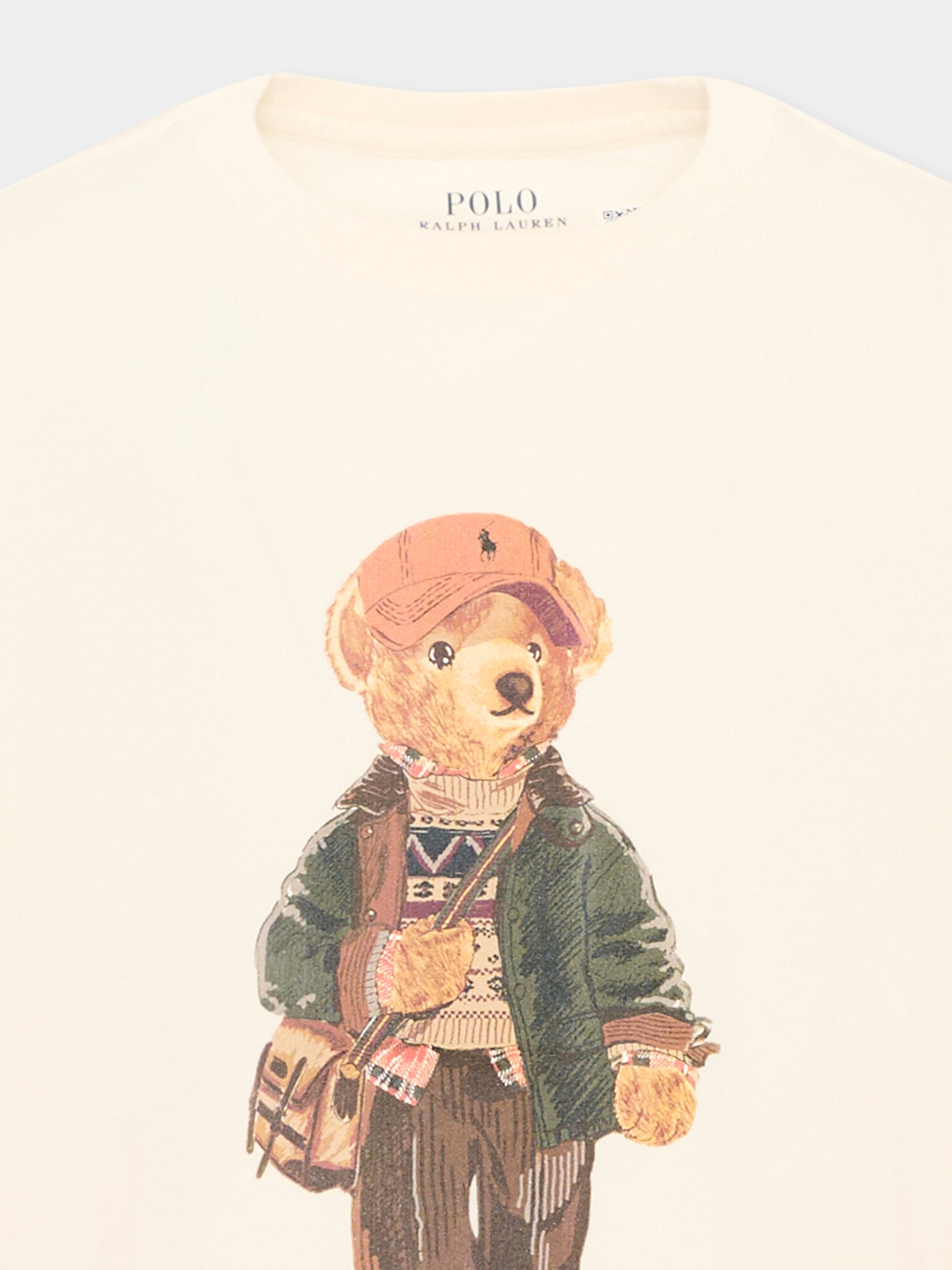 T-shirt avorio per bambini con Polo Bear,Ralph Lauren Kids,B27298002