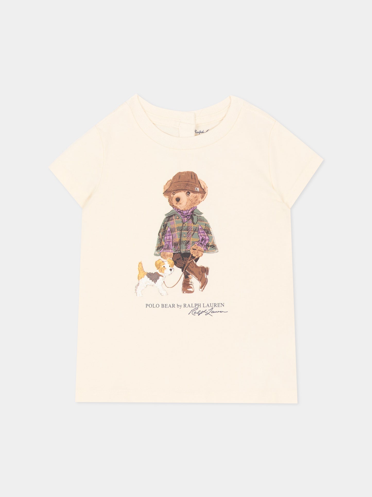 T-shirt avorio per neonata con Polo Bear,Ralph Lauren Kids,B26296001