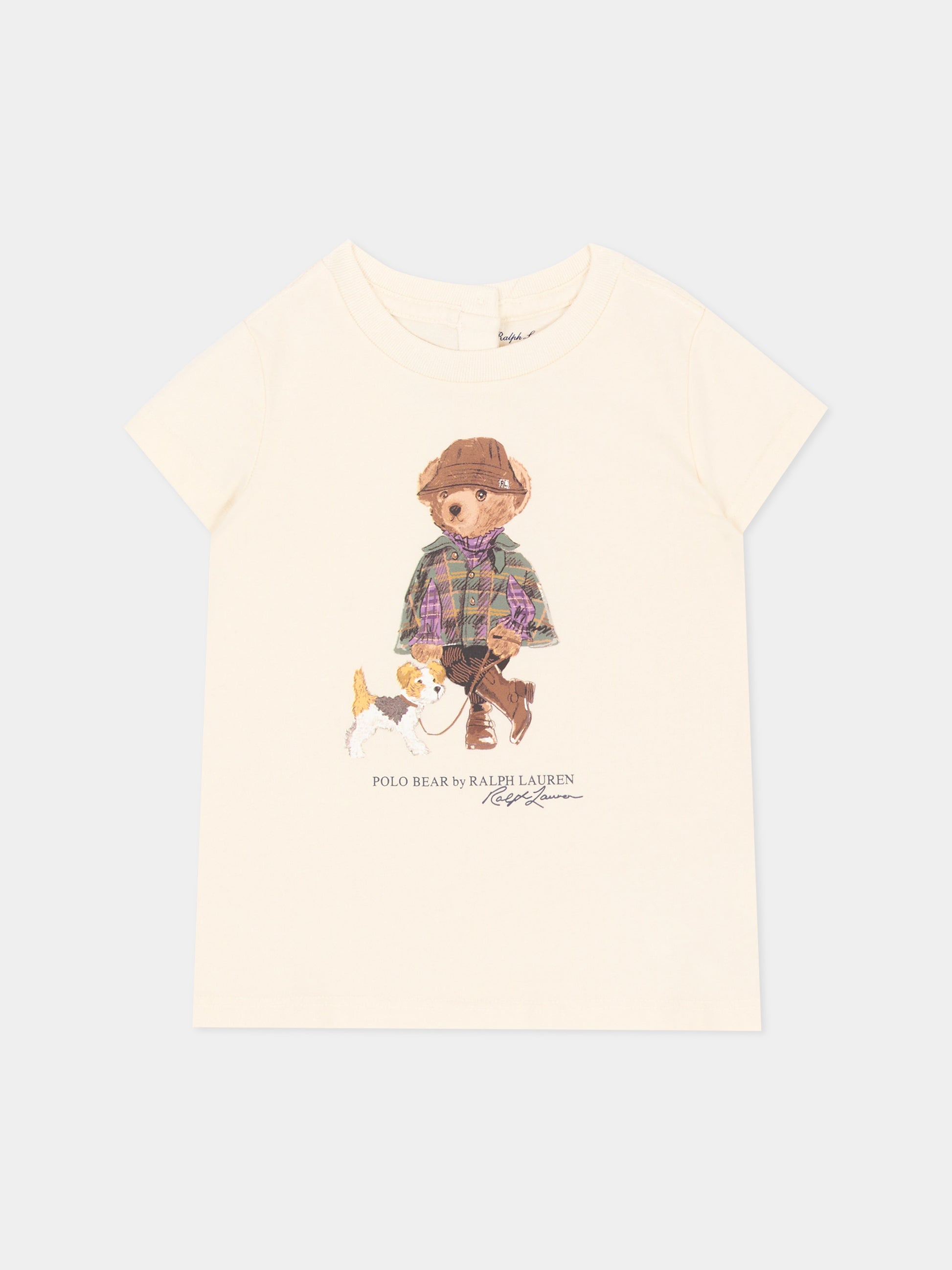 T-shirt avorio per neonata con Polo Bear,Ralph Lauren Kids,B26296001