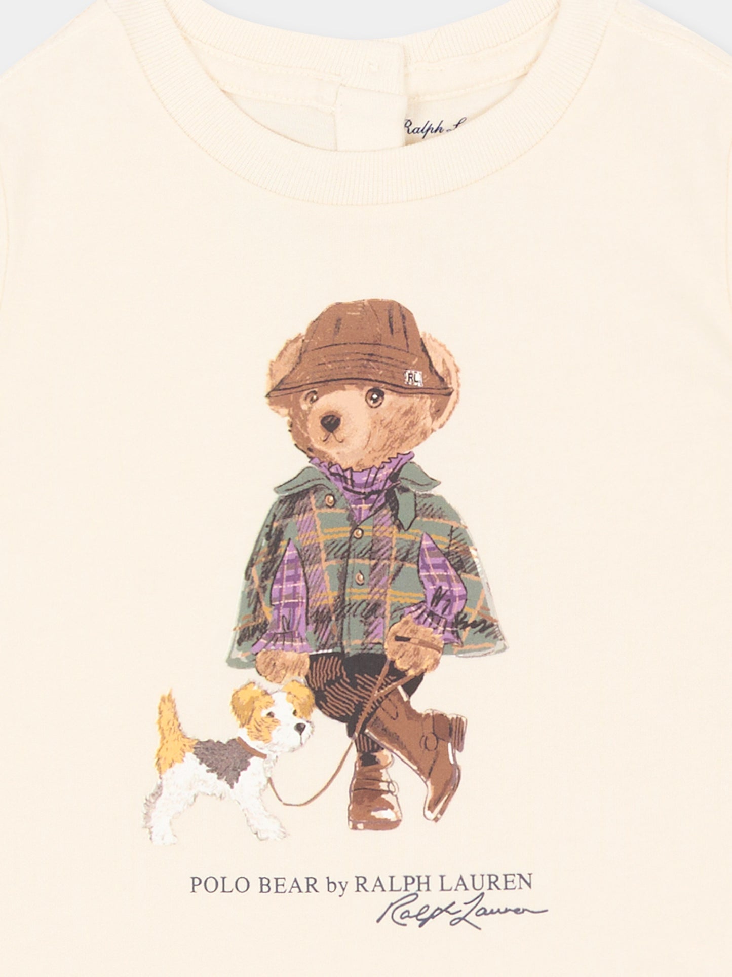 T-shirt avorio per neonata con Polo Bear,Ralph Lauren Kids,B26296001