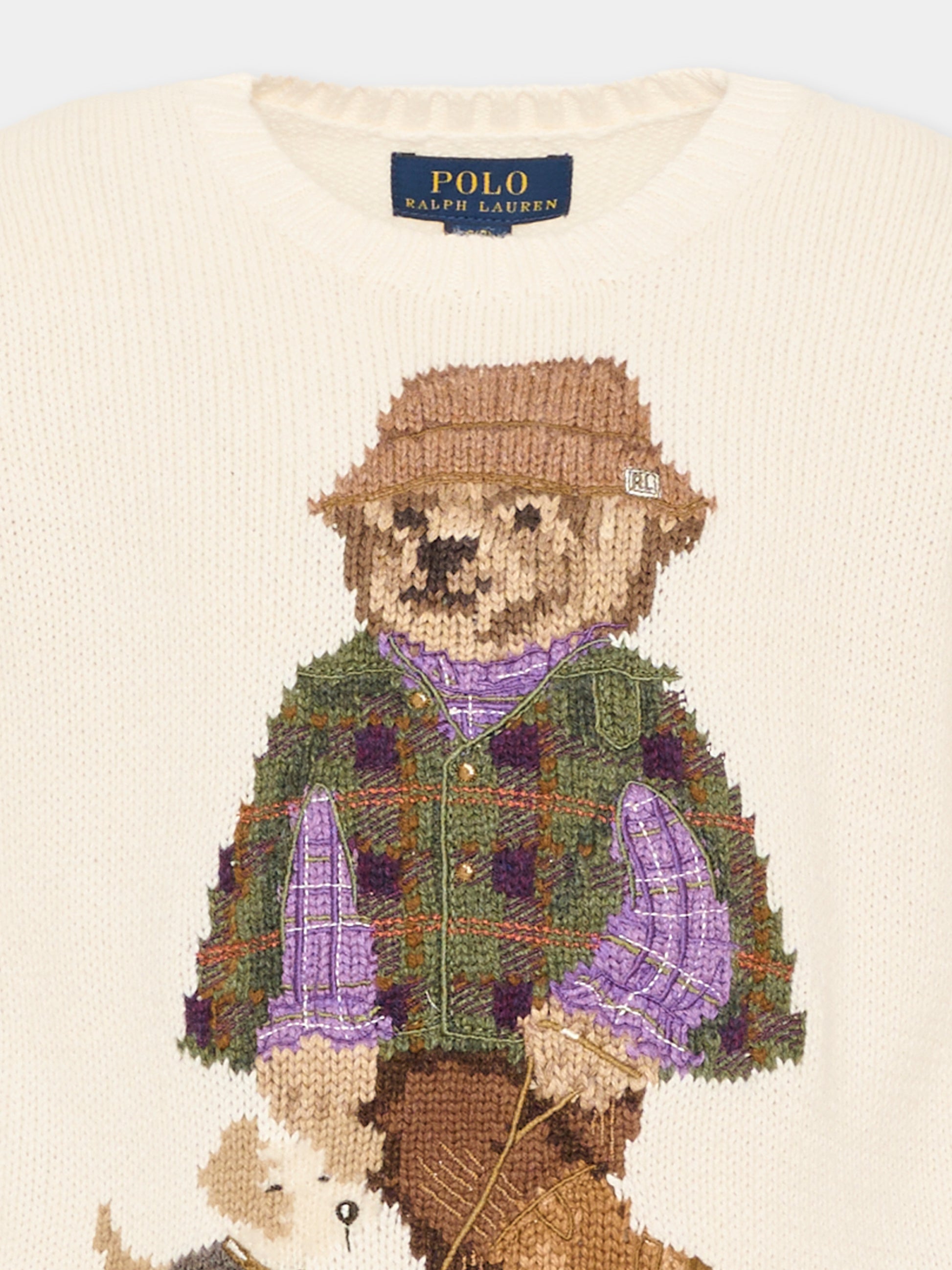 Maglione avorio per bambina con Polo Bear,Ralph Lauren Kids,B26004001