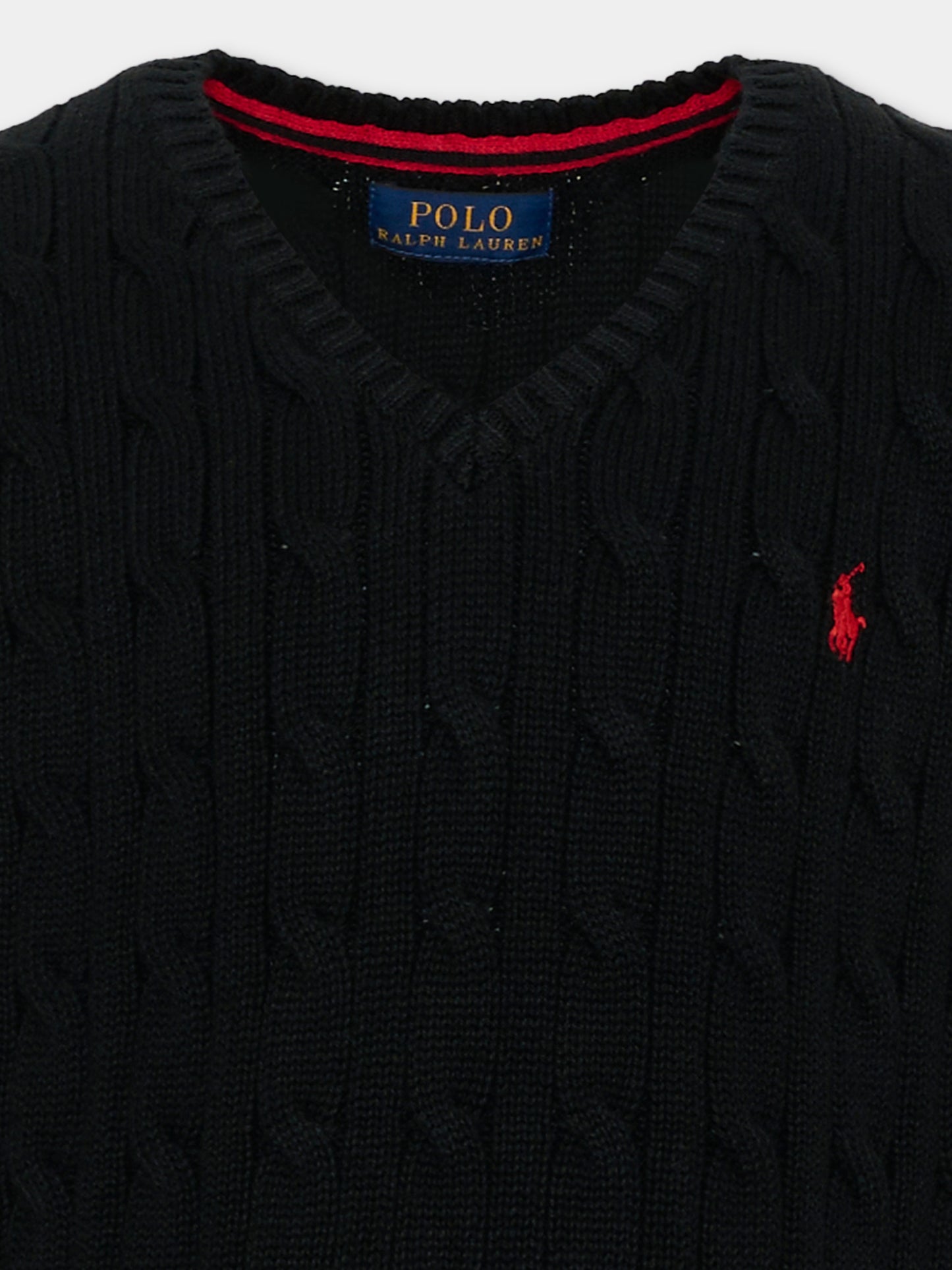 Maglie gilet nero per bambini con Pony,Ralph Lauren Kids,702300027