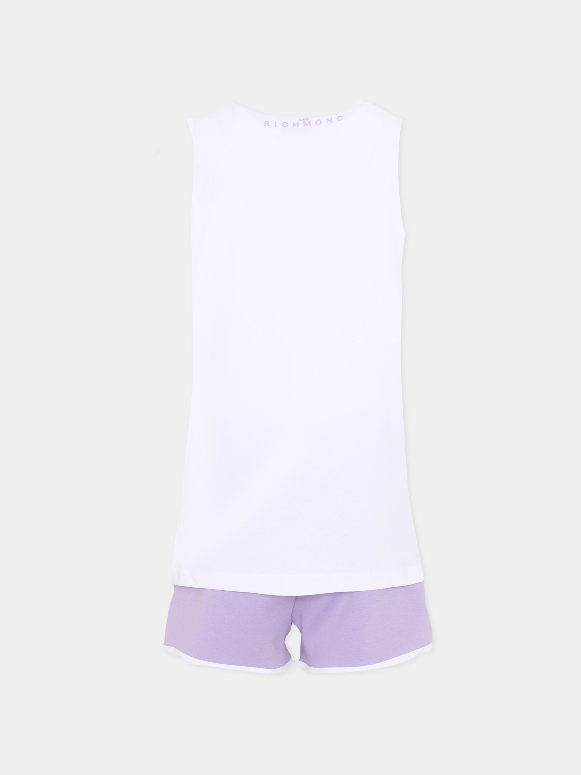 Completo sportivo bianco per bambina con logo,Richmond,RGP26016CJ WHITE/V.T.