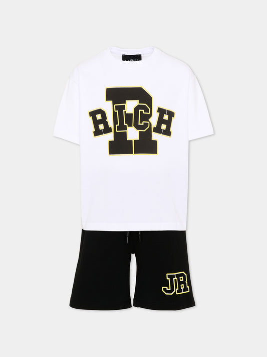 Completo sportivo bianco per bambino con logo,Richmond,RBP26019CJ WHITE/BLK