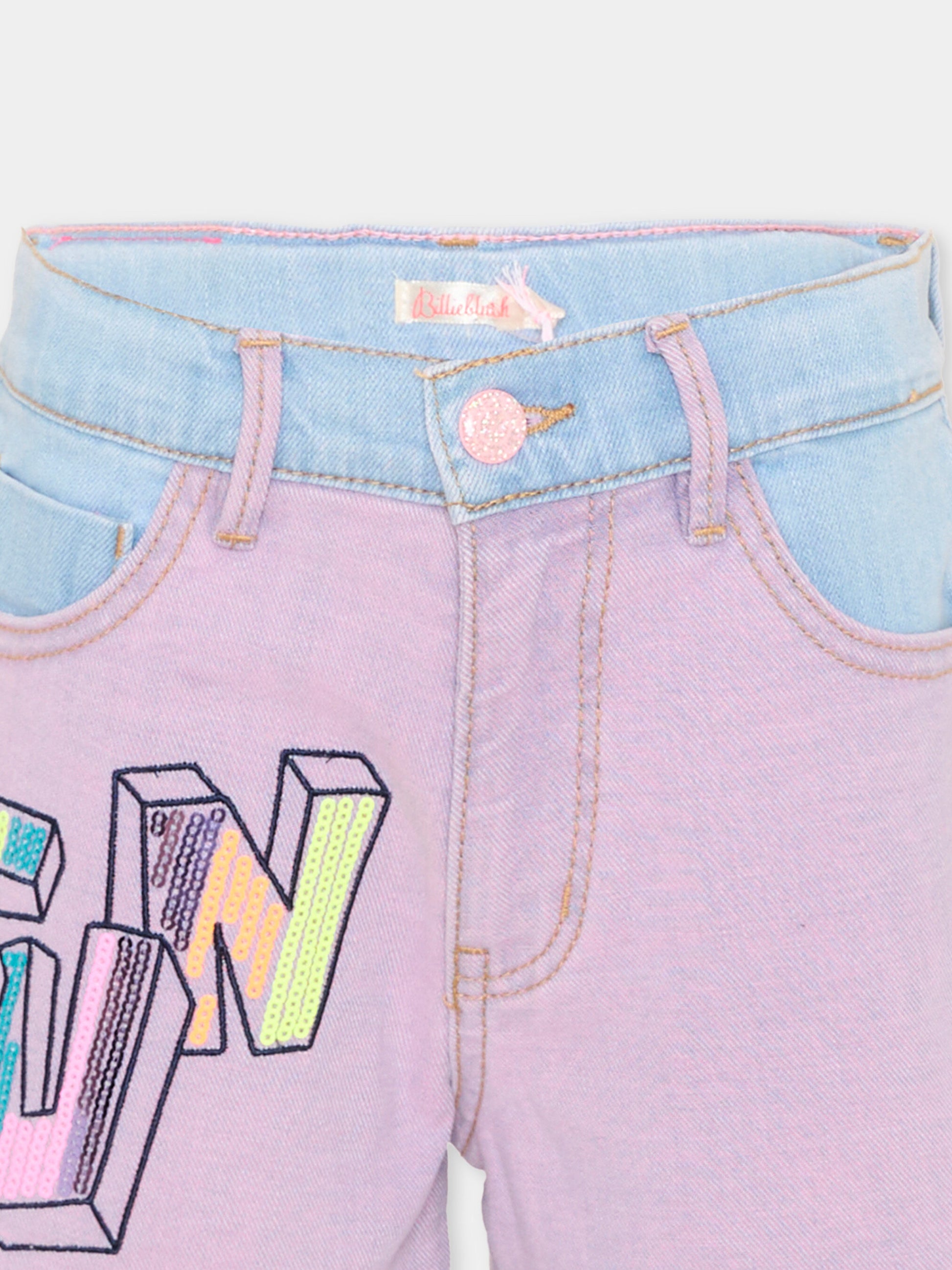 Shorts denim per bambina con scritta,Billieblush,U20895 Z13