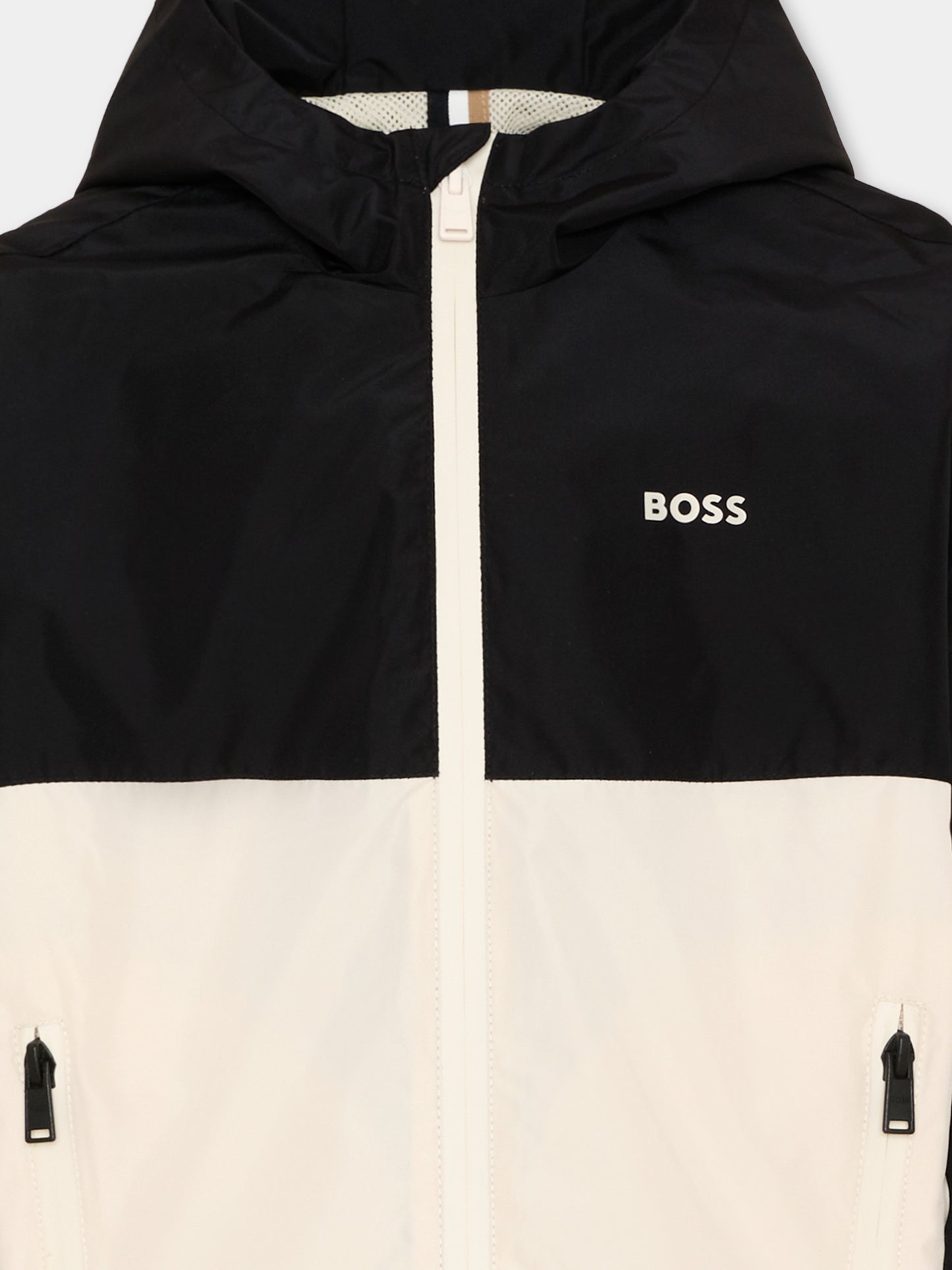 Giacca a vento nero color block per bambino,Boss,J52056 09B