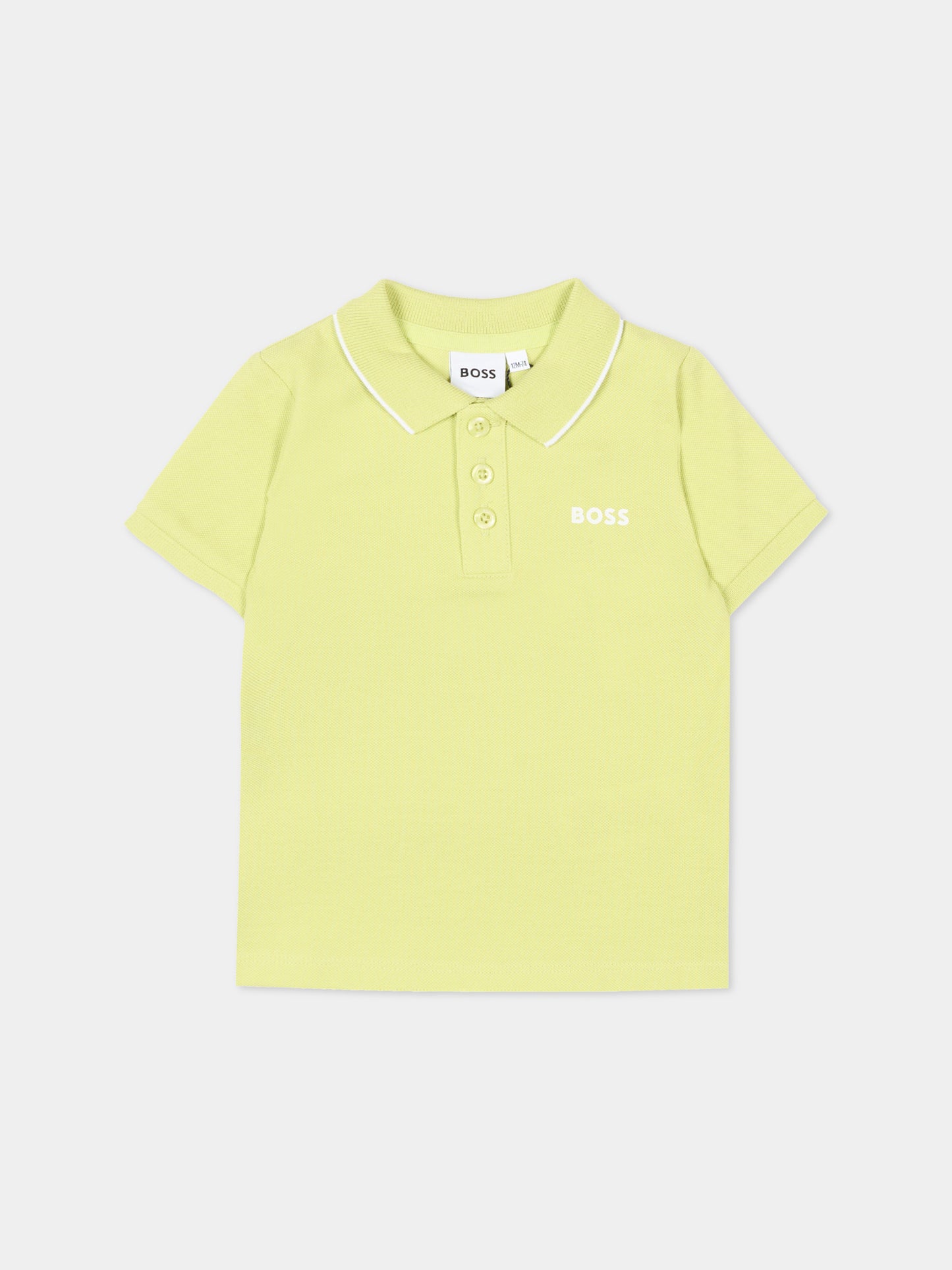 Polo verde per neonato con logo,Boss,J52094 607