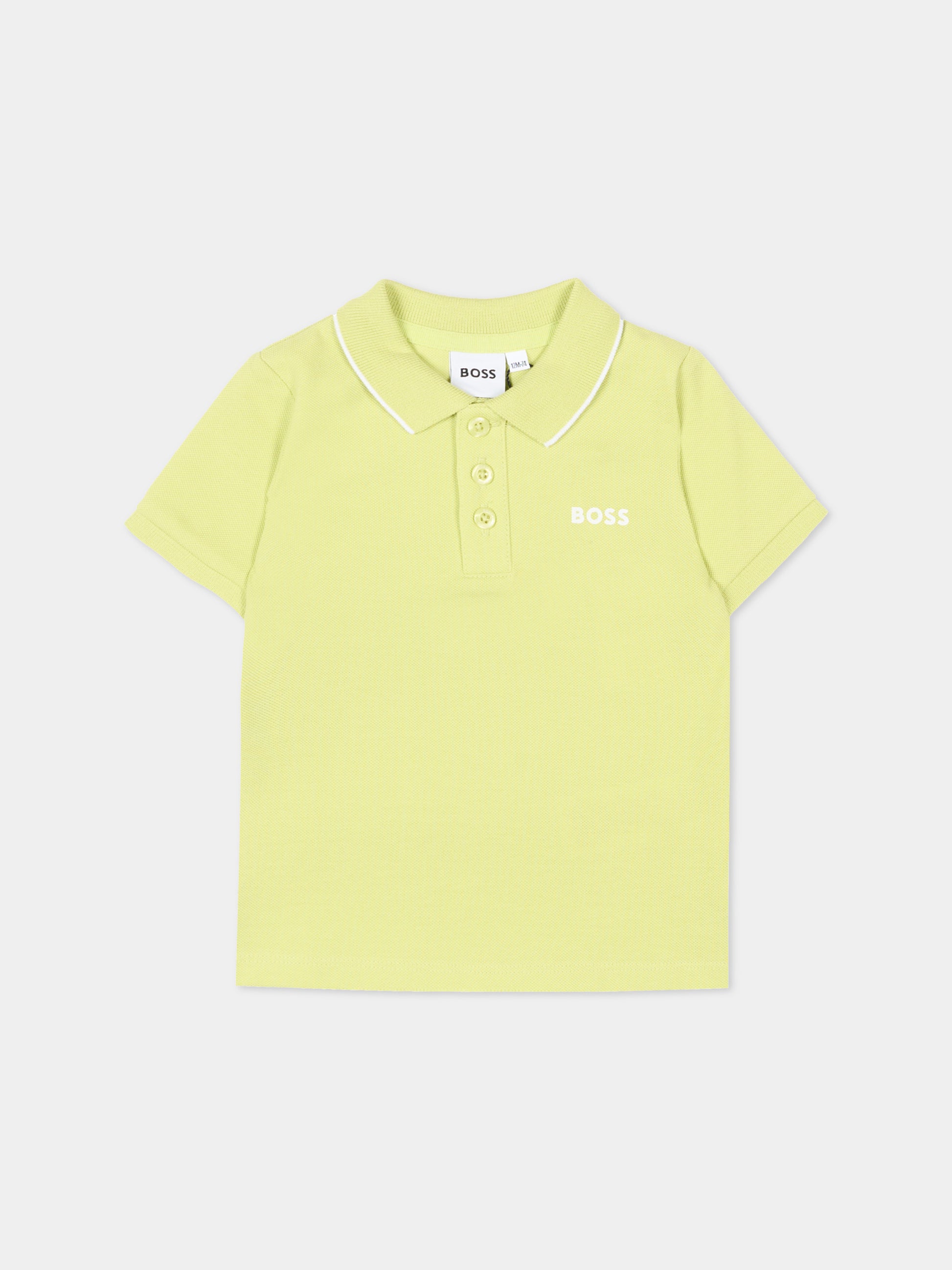 Polo verde per neonato con logo,Boss,J52094 607