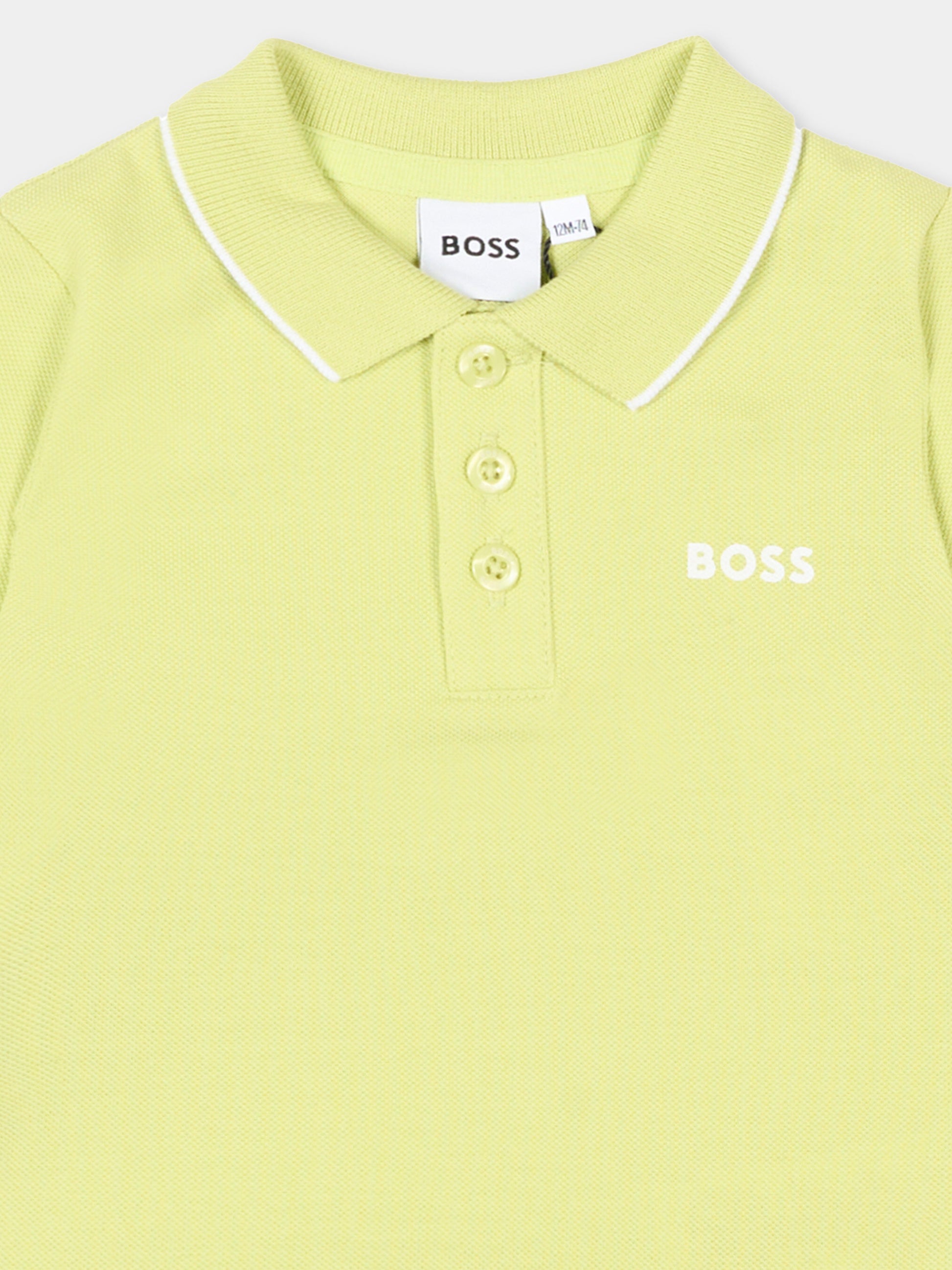 Polo verde per neonato con logo,Boss,J52094 607
