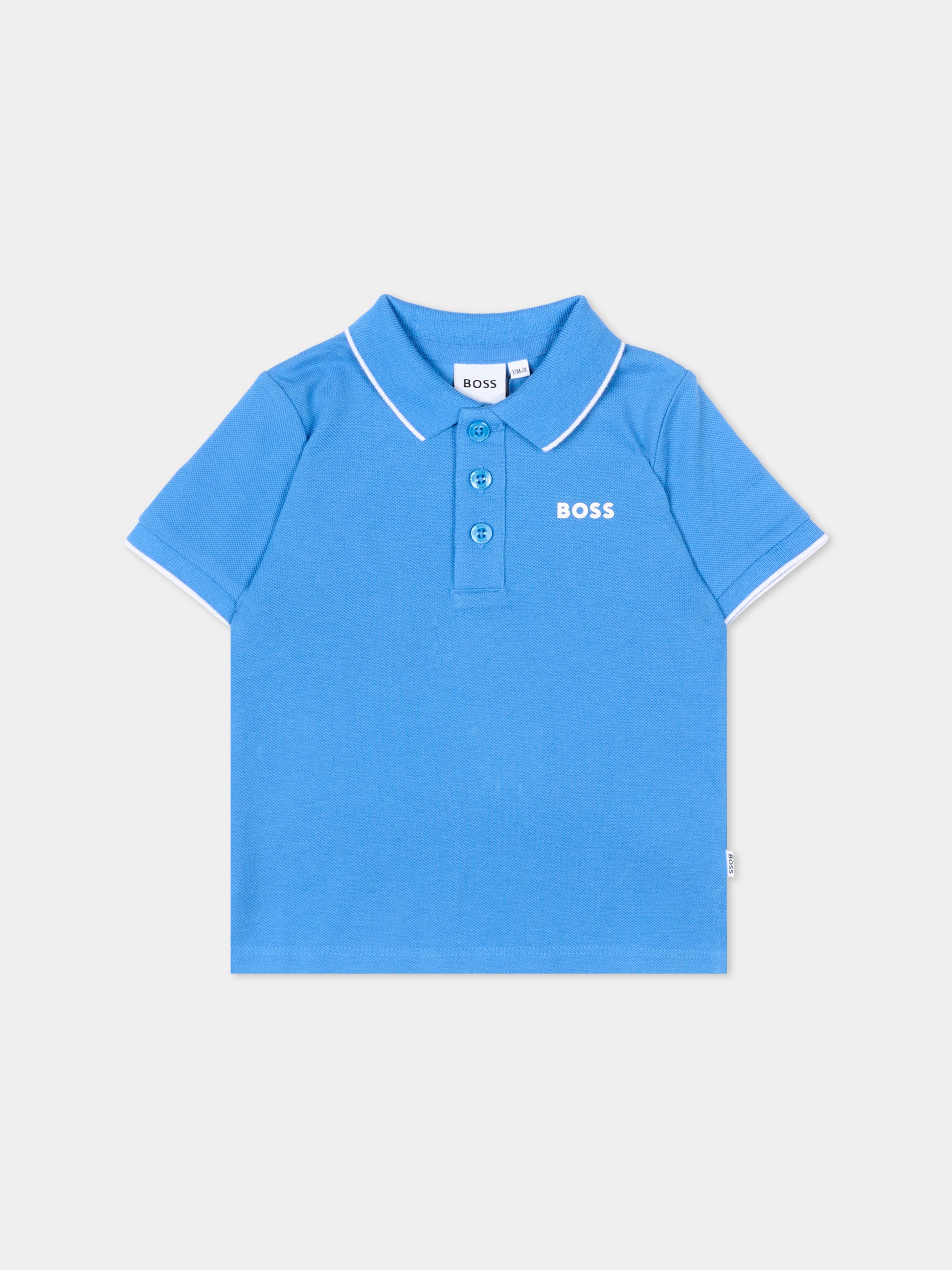 Polo blu per neonato con logo,Boss,J52094 84B