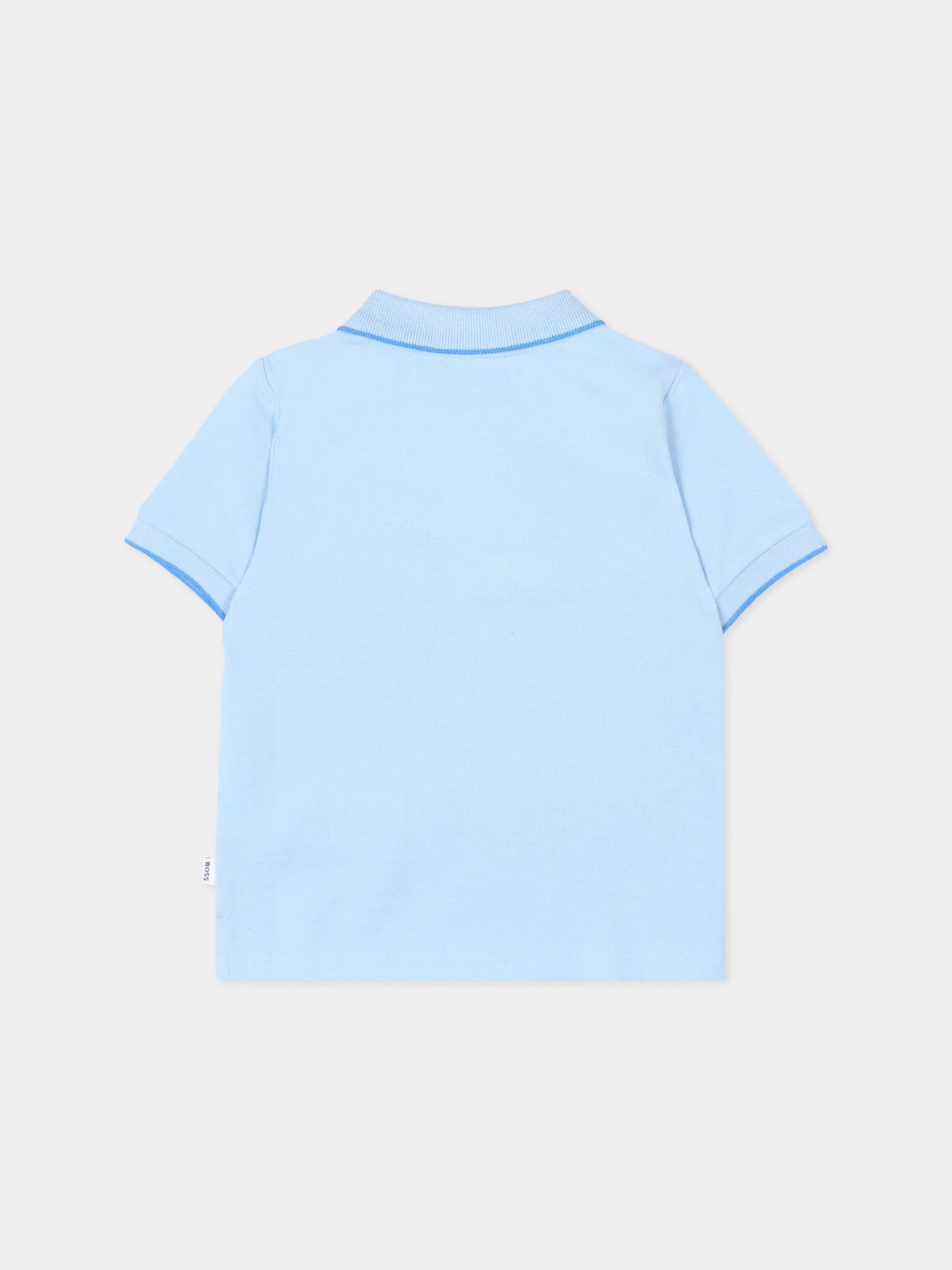 Polo azzurra per neonato con logo,Boss,J52094 887