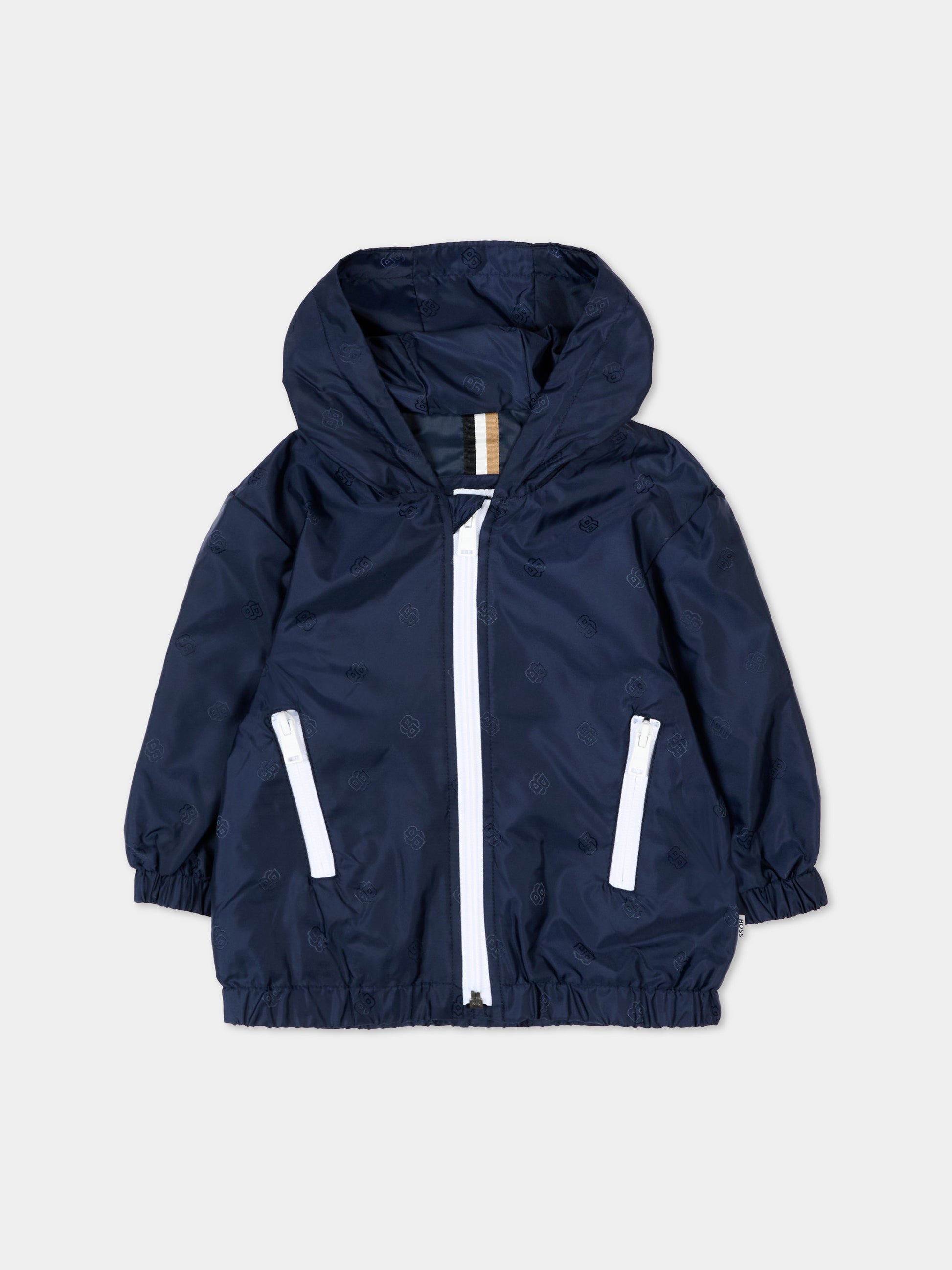 Giacche a vento blu per neonato con monogram,Boss,J52124 849