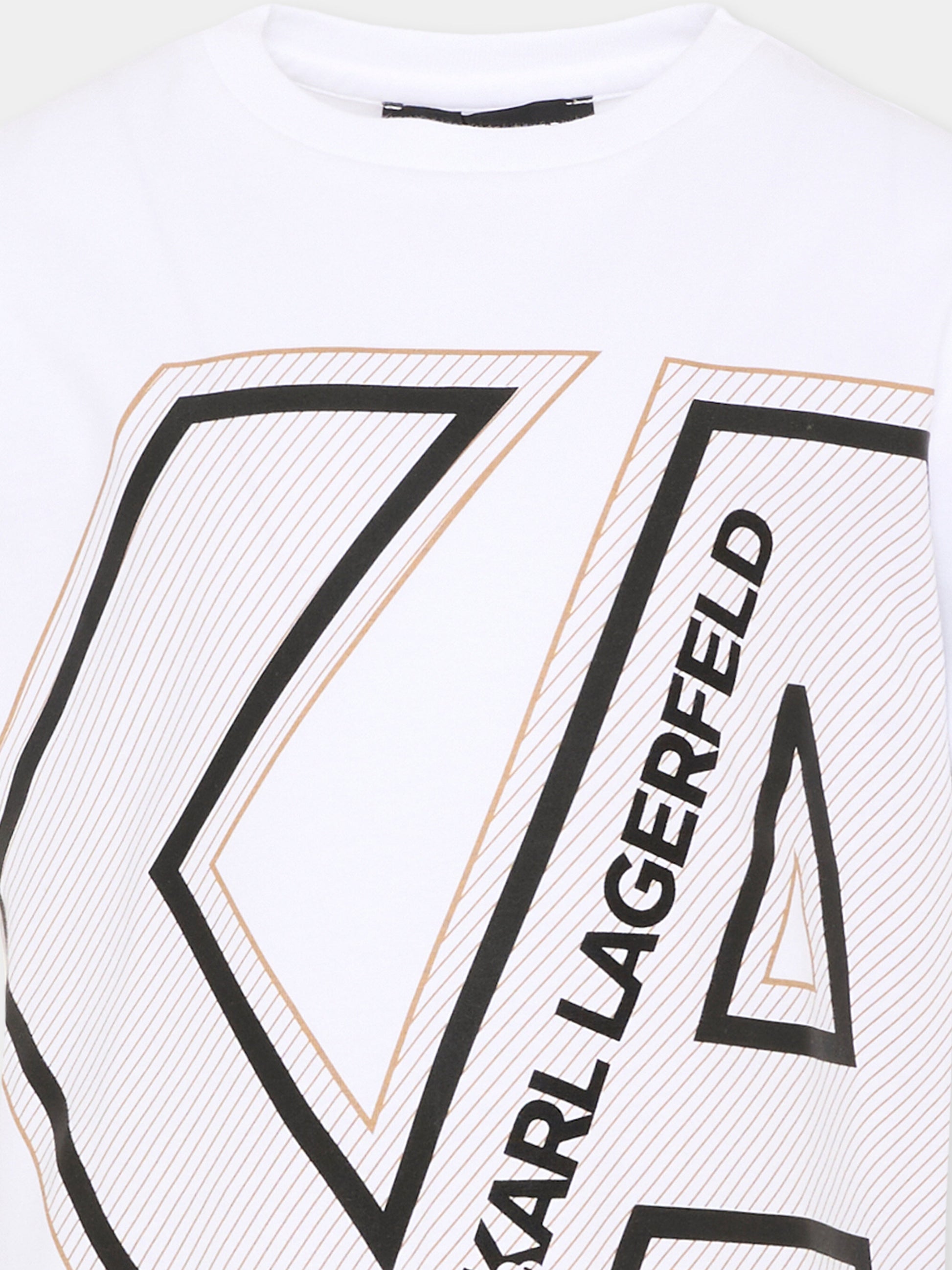 T-Shirt bianca per bambino con logo,Karl Lagerfeld Kids,Z30432 10P