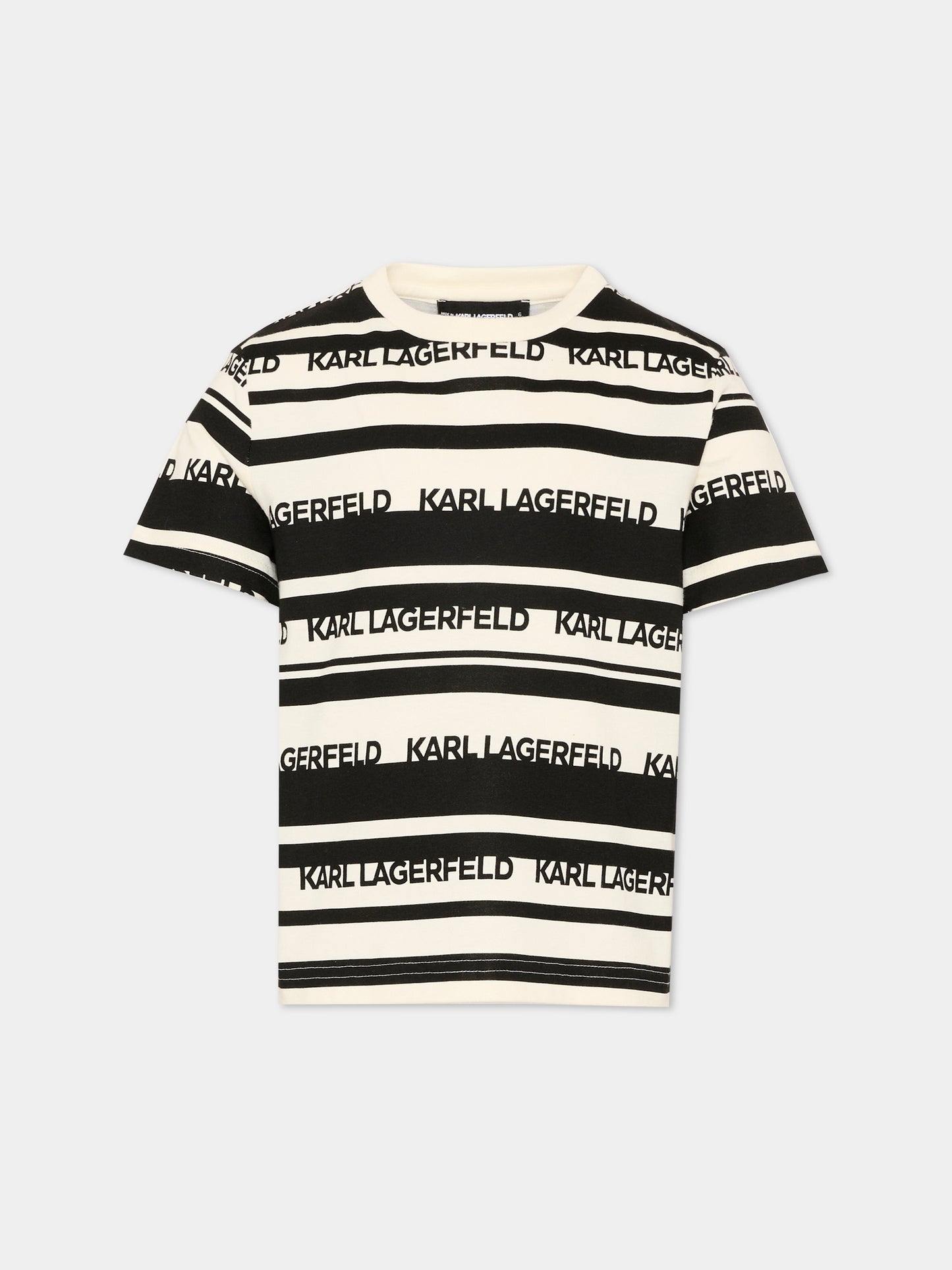T-Shirt avorio per bambino con logo,Karl Lagerfeld Kids,Z30433 122