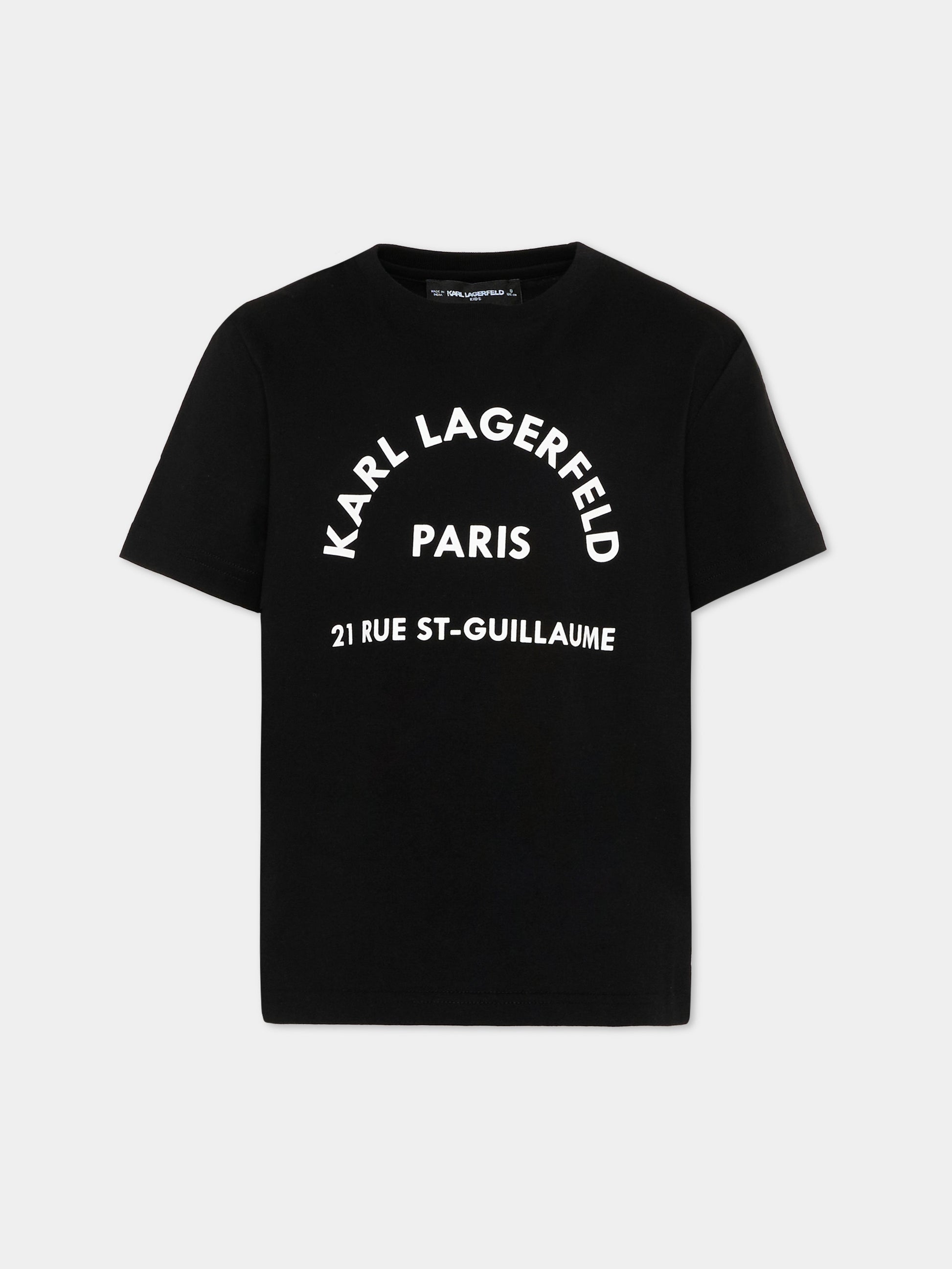 T-Shirt nera per bambino con logo,Karl Lagerfeld Kids,Z30439 09B