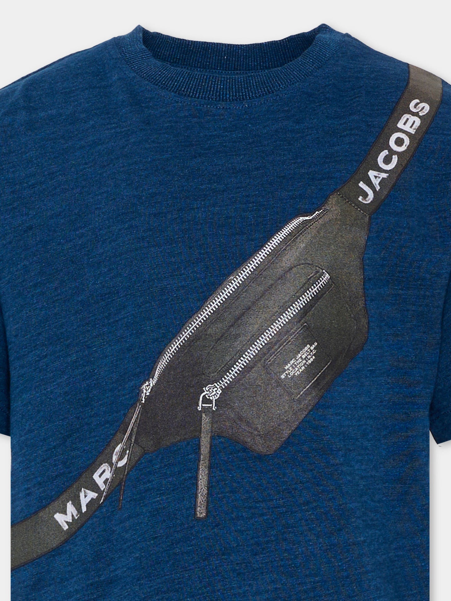 T-shirt blu per bambino con stampa logo,Marc Jacobs,W60453 Z10
