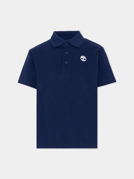 Polo azzurra per bambino con logo,Timberland,T60437 84N