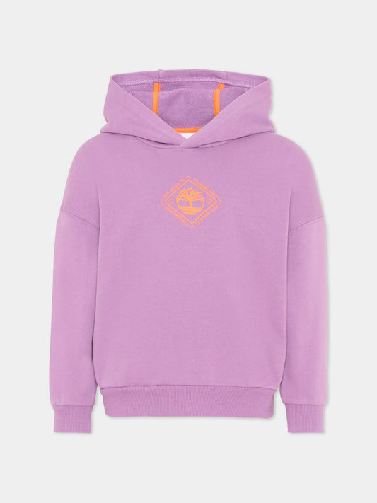 Felpa lilla per bambino con logo,Timberland,T60443 48C