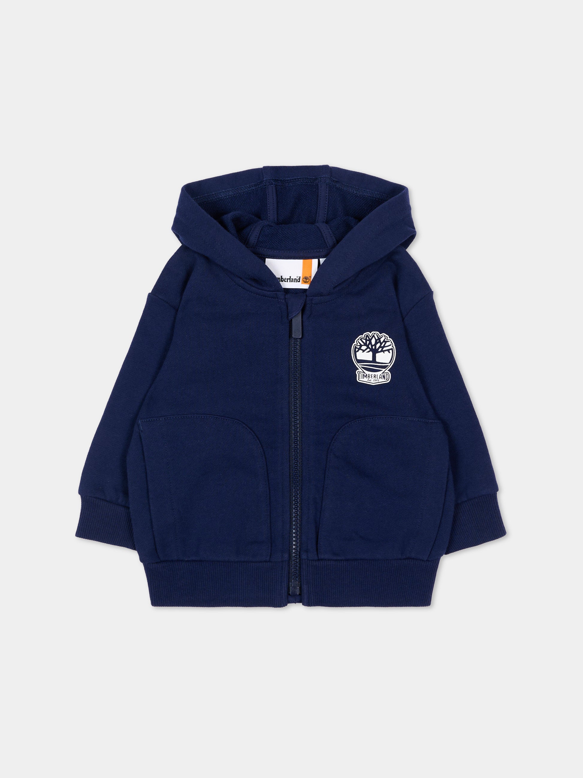 Felpa blu per neonato con logo,Timberland,T60487 84N