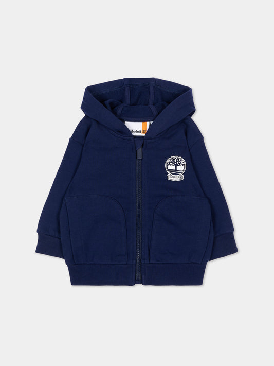 Felpa blu per neonato con logo,Timberland,T60487 84N