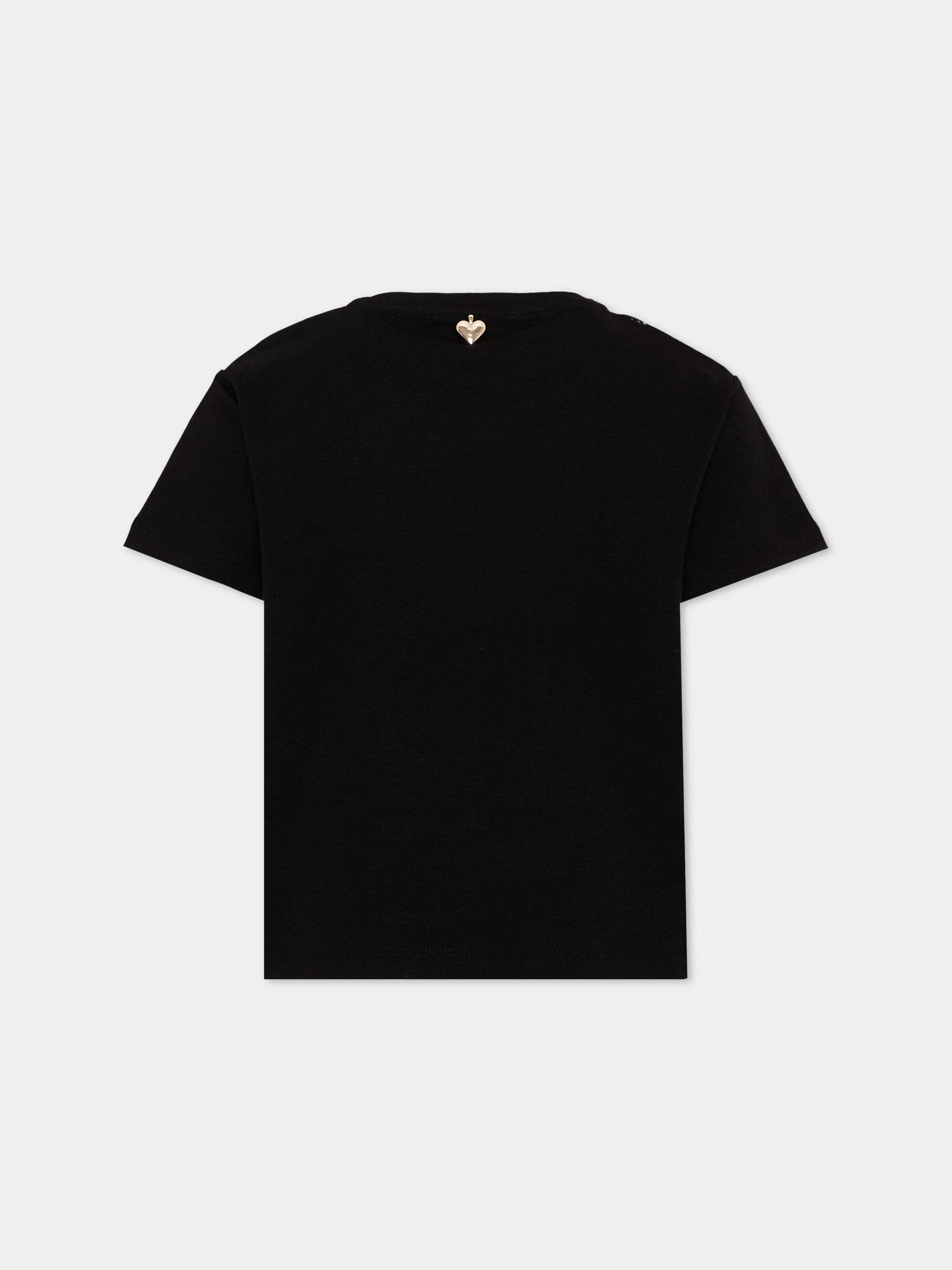 T-shirt nera per bambina con logo,Just Cavalli Kids,JGA26044TS BLACK BLACK